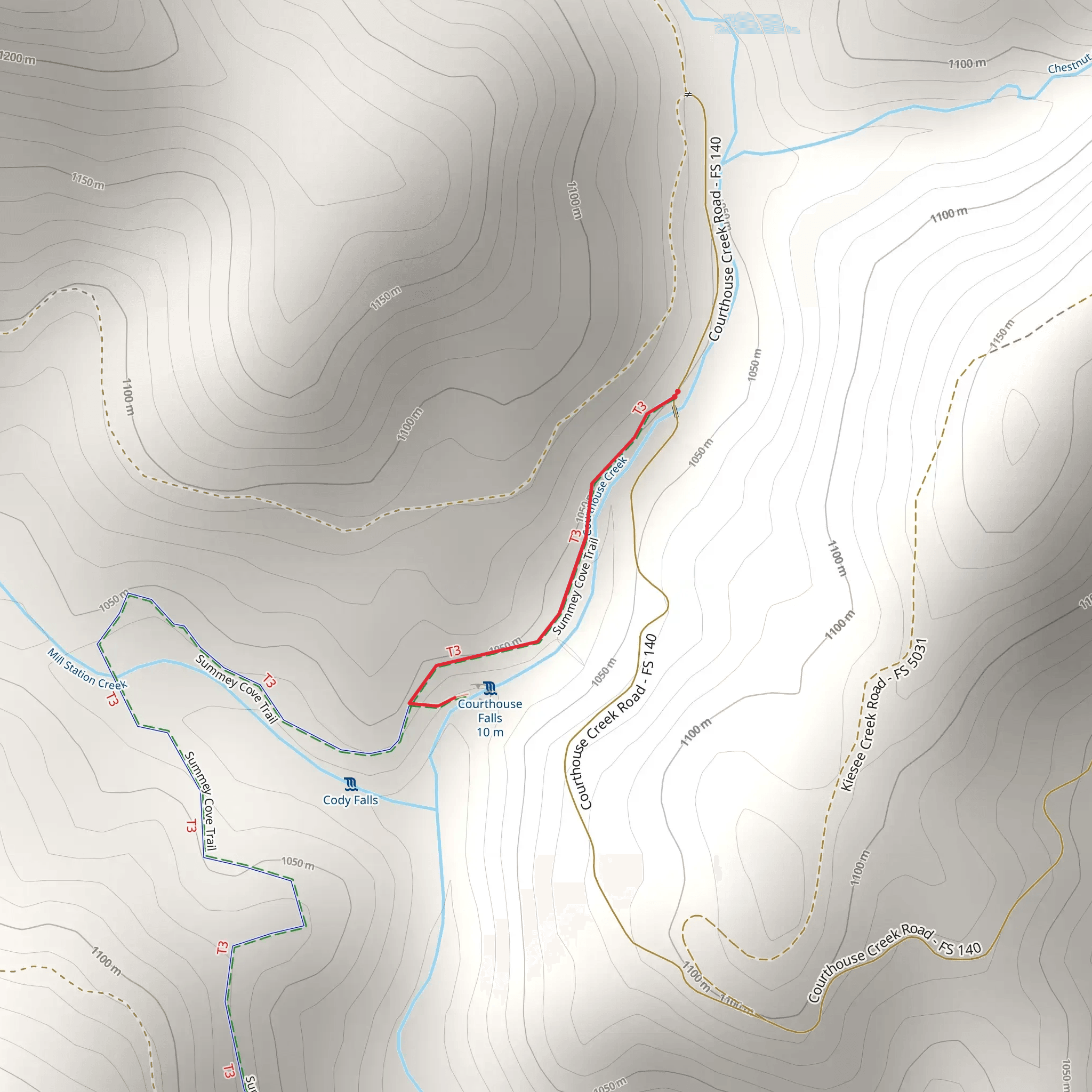Courthouse Falls Trail mobile static map