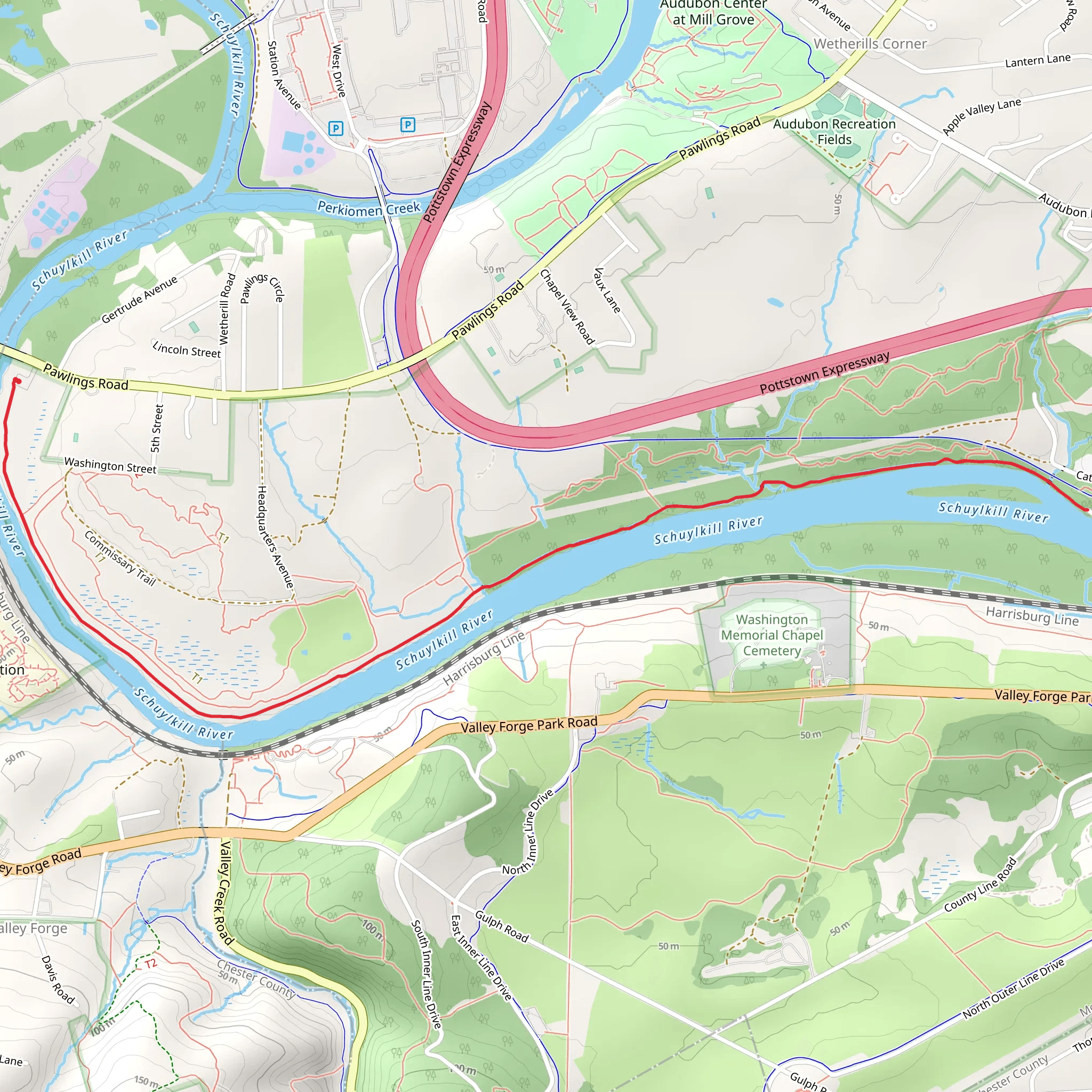 Schuylkill River Trail from Pawlings Road mobile static map