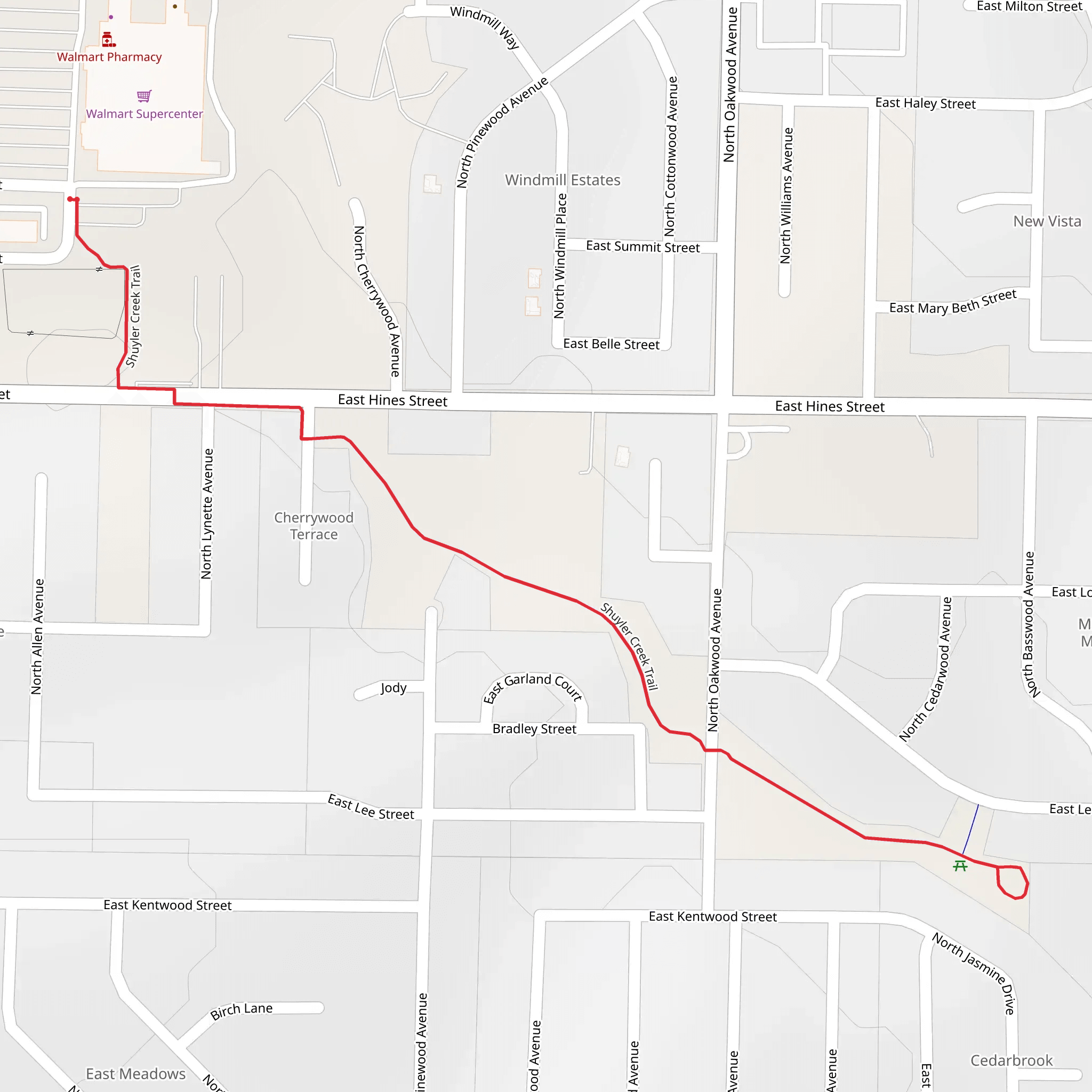 Shuyler Creek Trail mobile static map