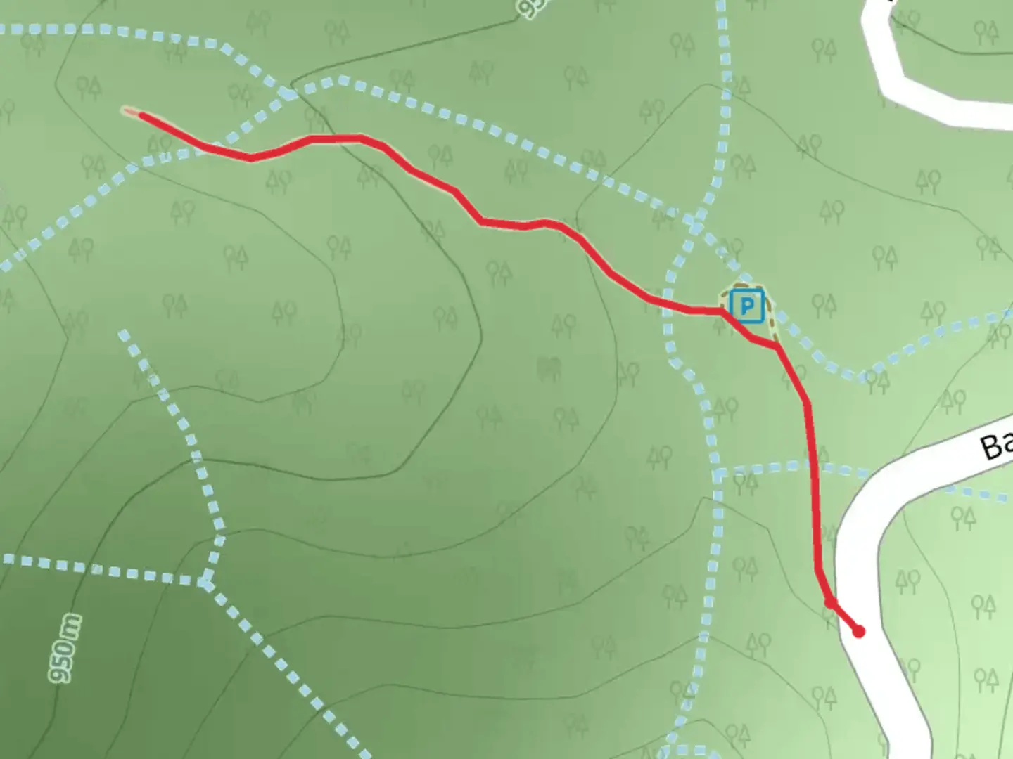 An image depicting the trail Big Bald Rock Out and Back and its surrounding area.