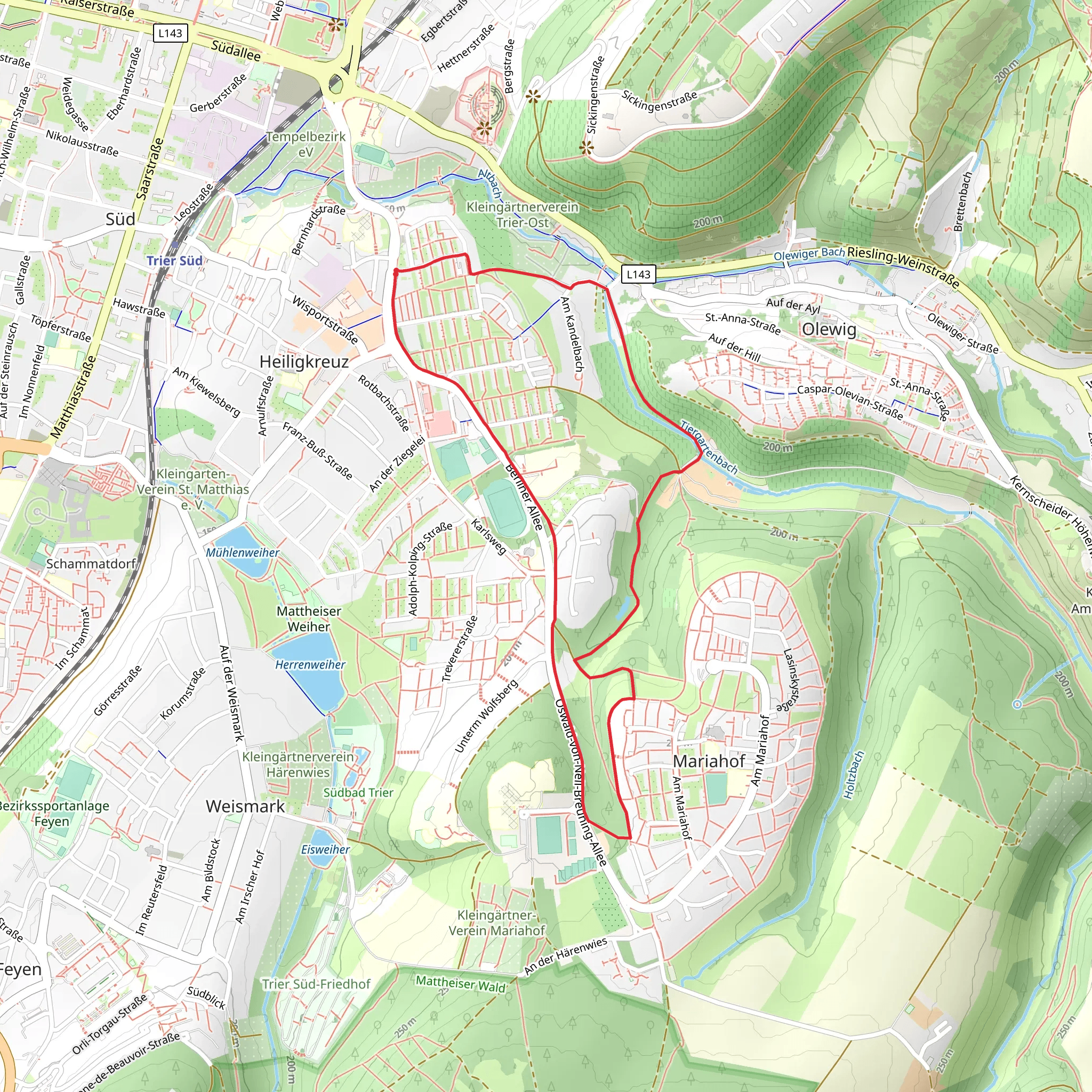 Reiher-Weiher and Tiergartenbach Loop mobile static map
