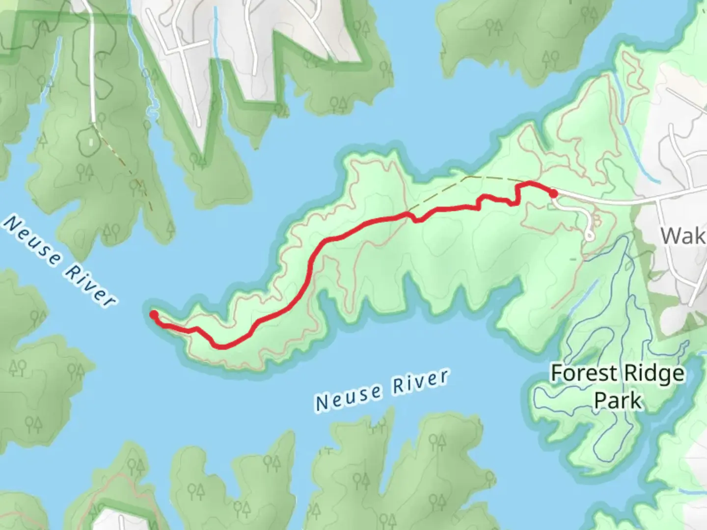 An image depicting the trail Peninsula Point via Peninsula Trail and its surrounding area.