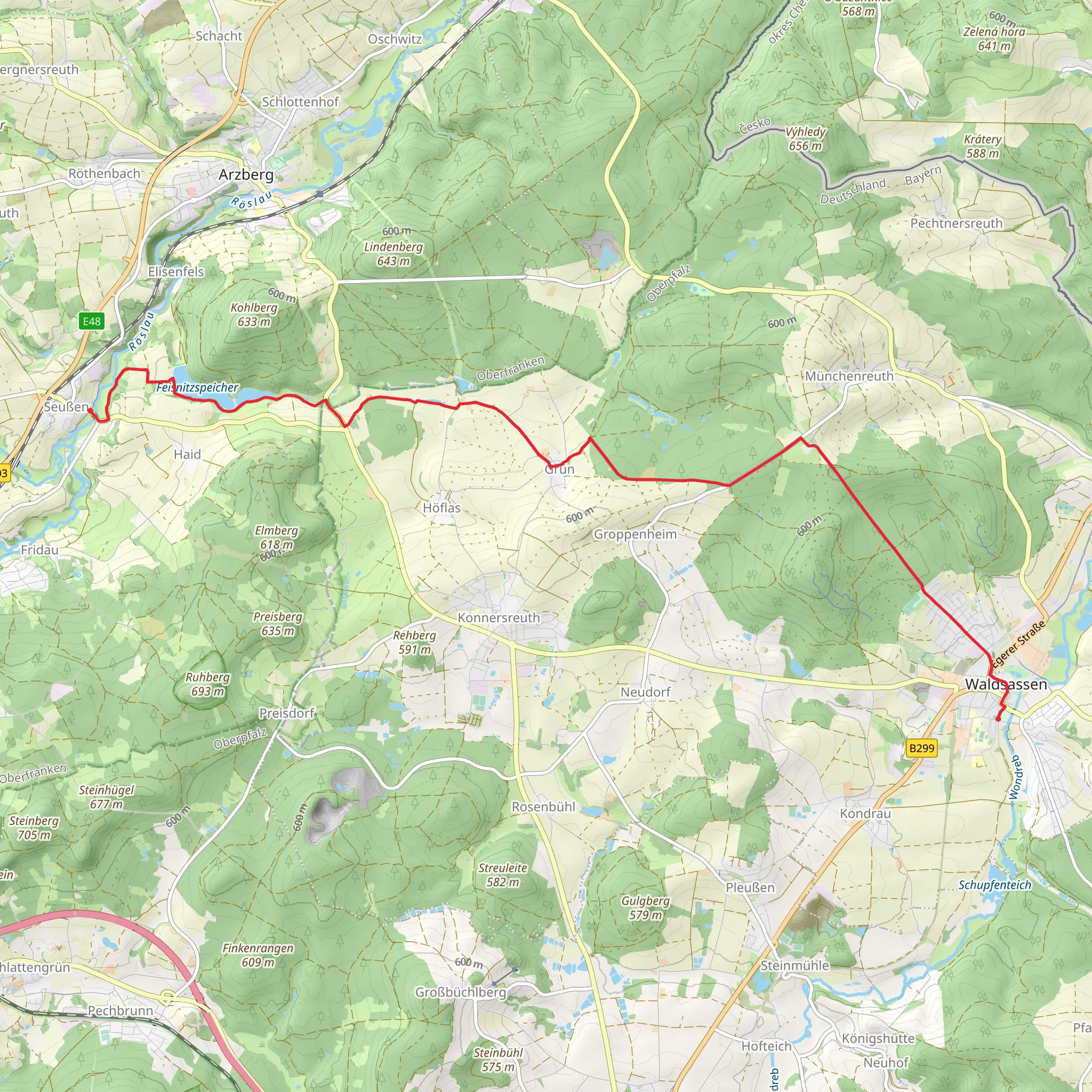 Seussen to Waldsassen Walk via Feisnitzspeicher mobile static map