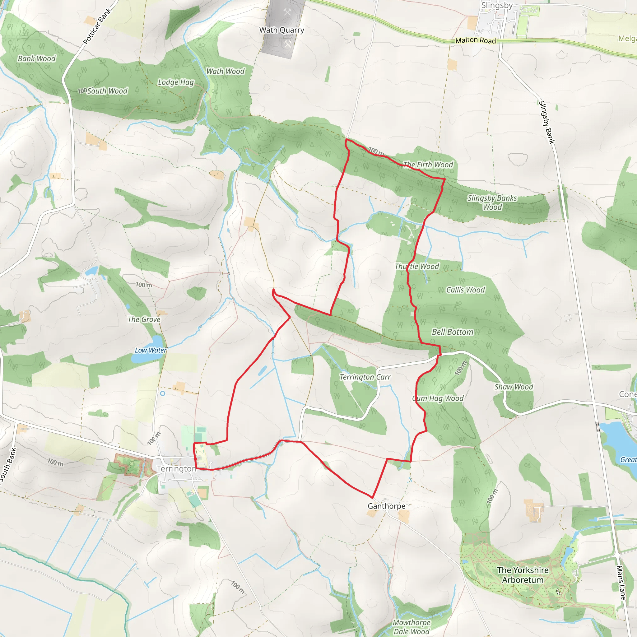Thurtle Wood and Cum Hag Wood Loop mobile static map