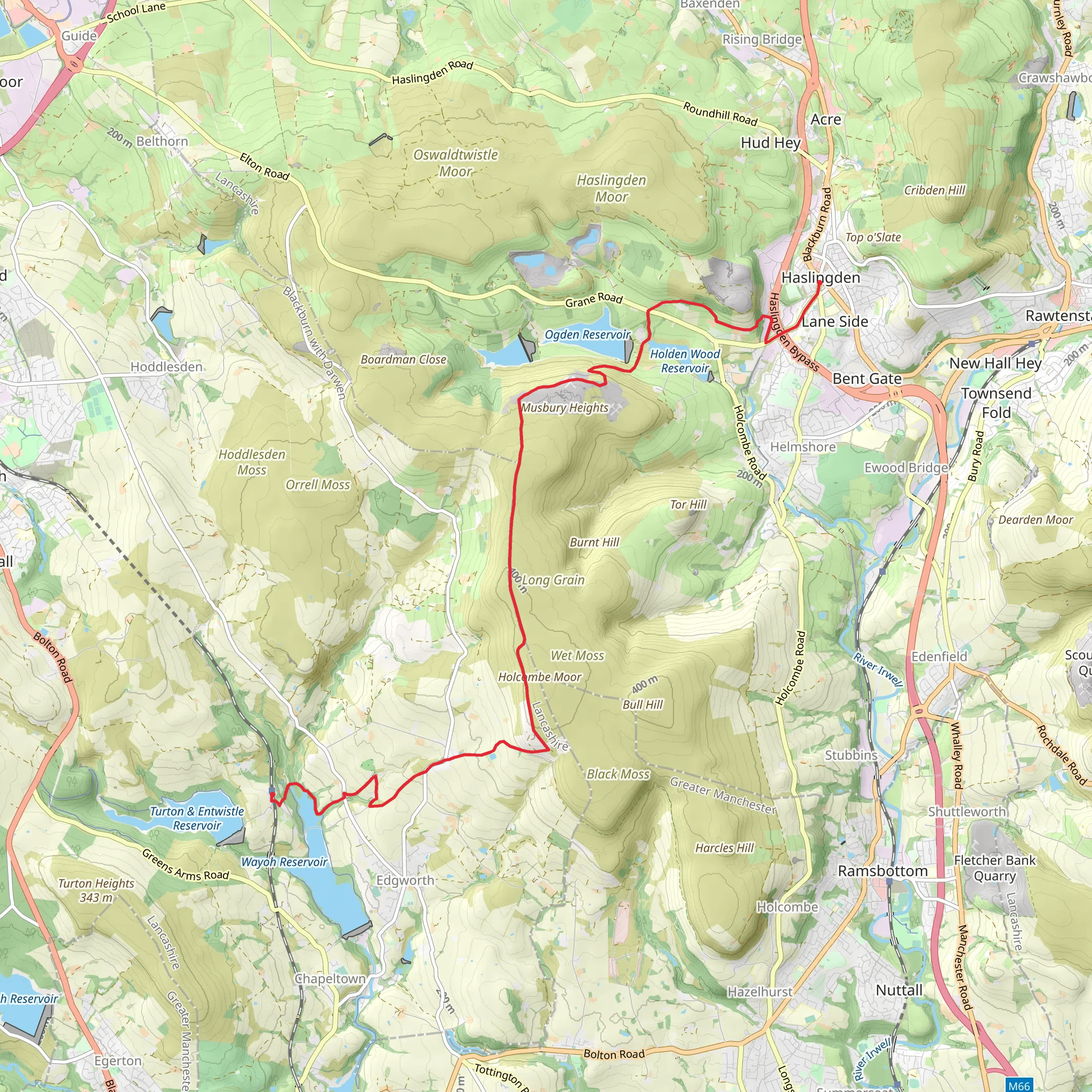 Entwistle to Haslingden Walk mobile static map