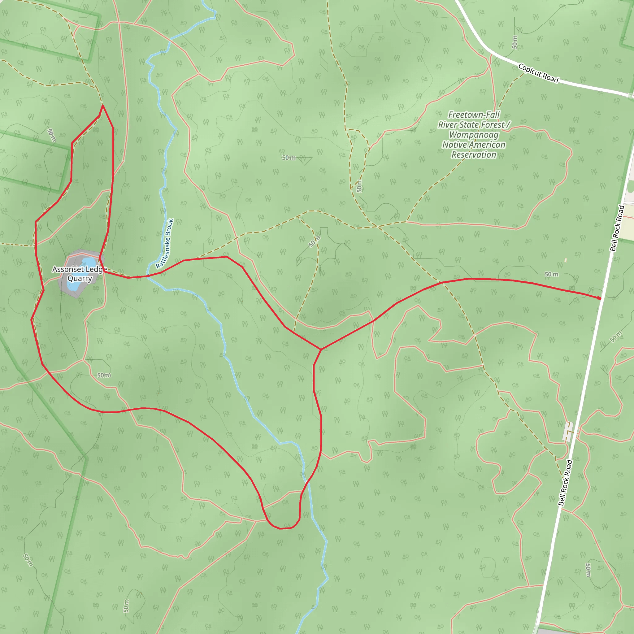 Rattlesnake Brook Loop from Bell Rock Road mobile static map