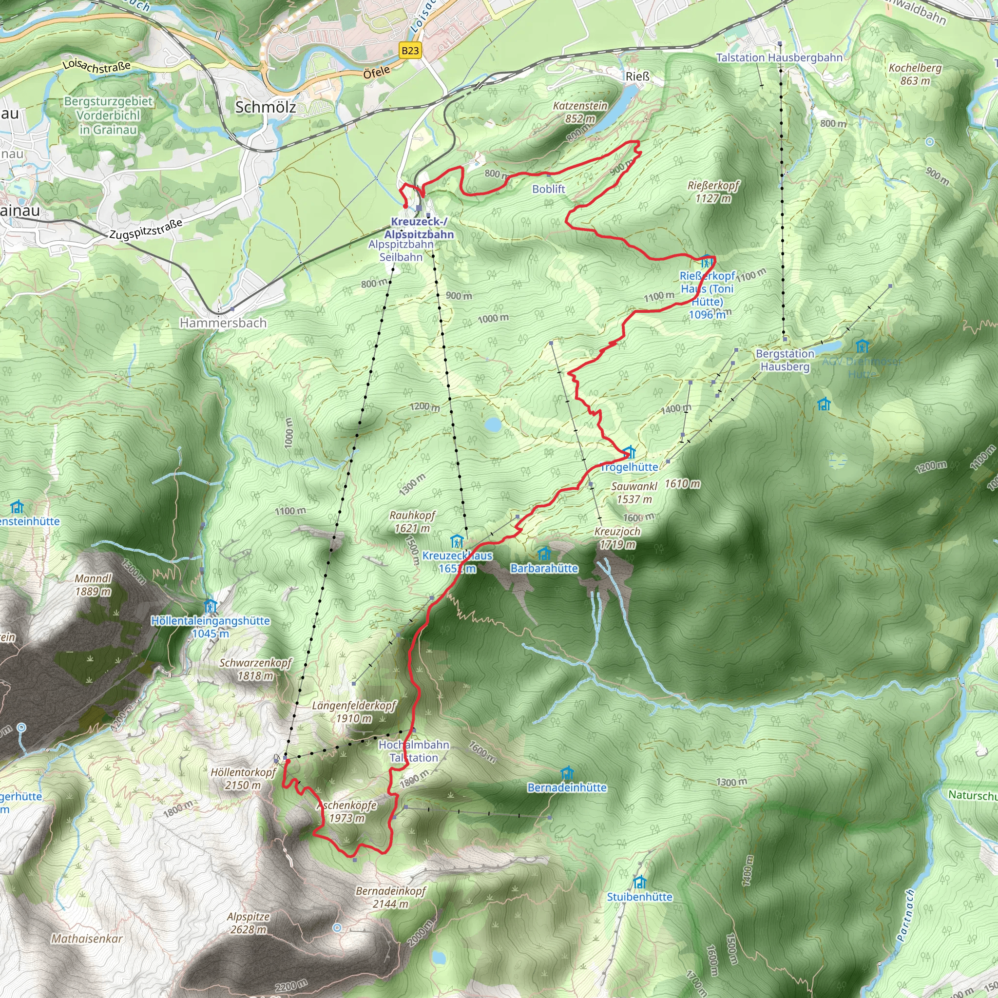 Alpspitzbahn Point to Point mobile static map
