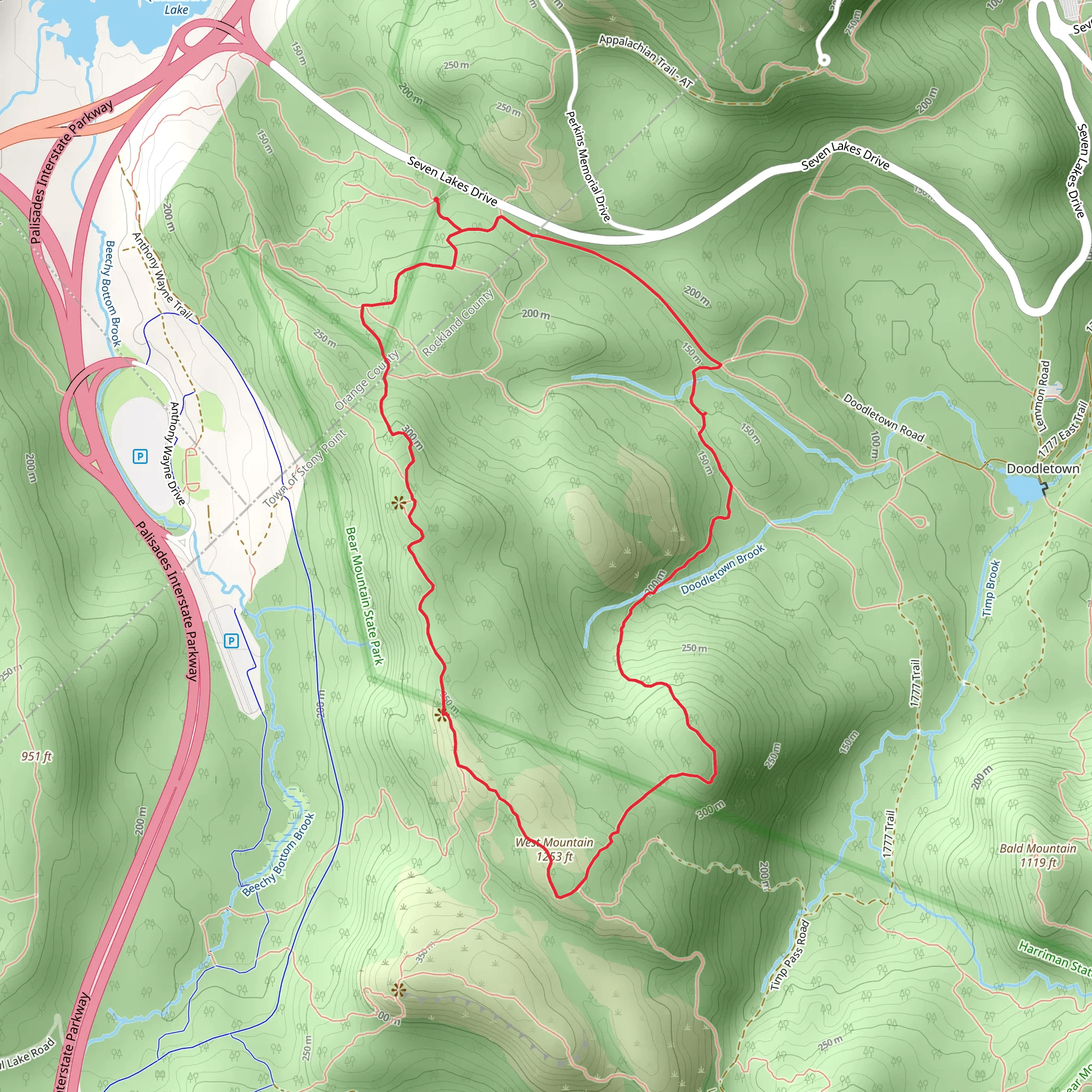 West Mountain Loop via Appalachian Trail mobile static map