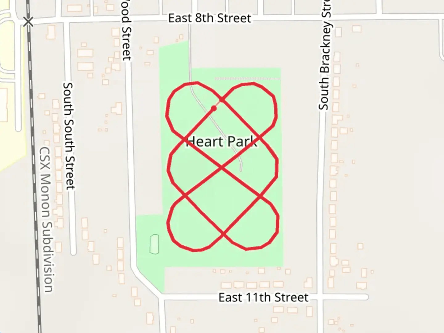 An image depicting the trail Heart Park Knot and its surrounding area.