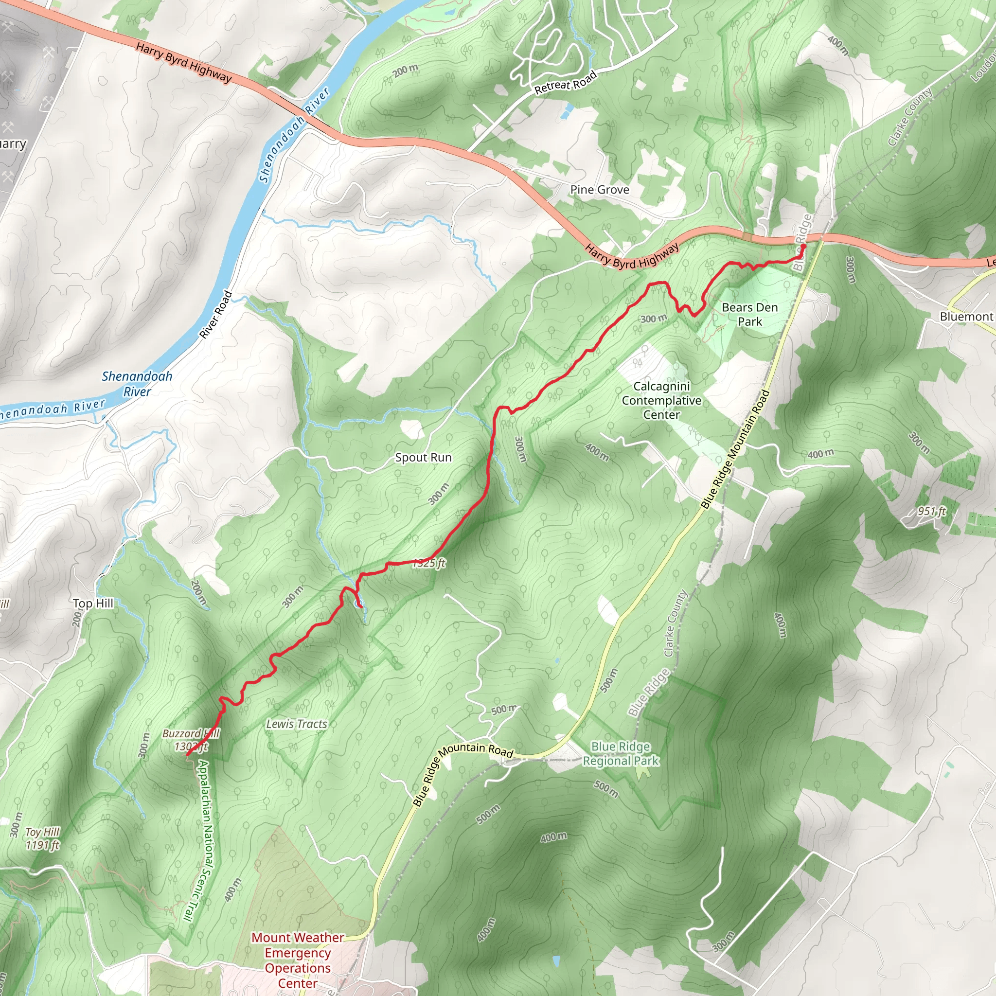 Buzzard Hill via Appalachian Trail from Snickers Gap mobile static map