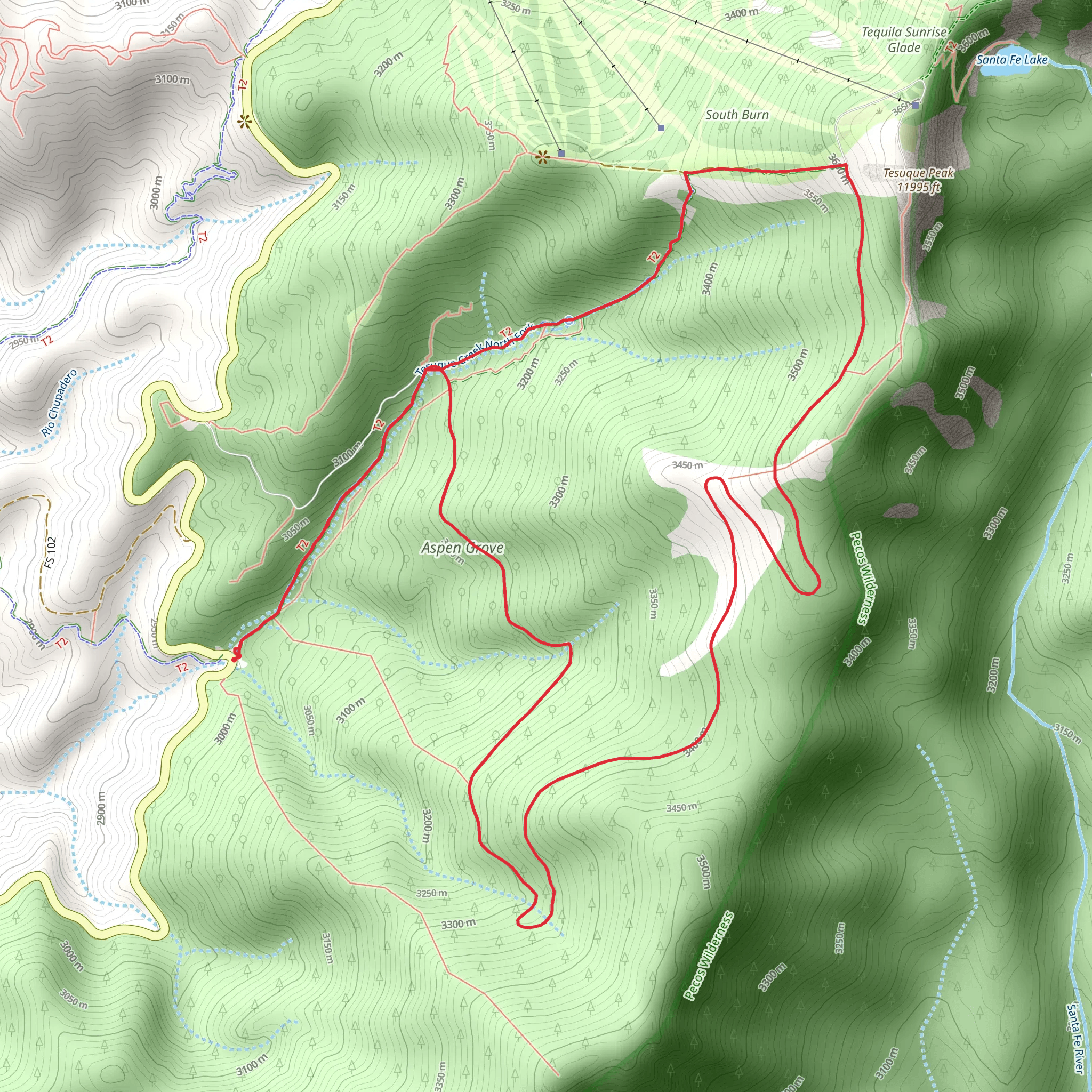 Tesuque Creek and Tesuque Peak Loop Trail mobile static map