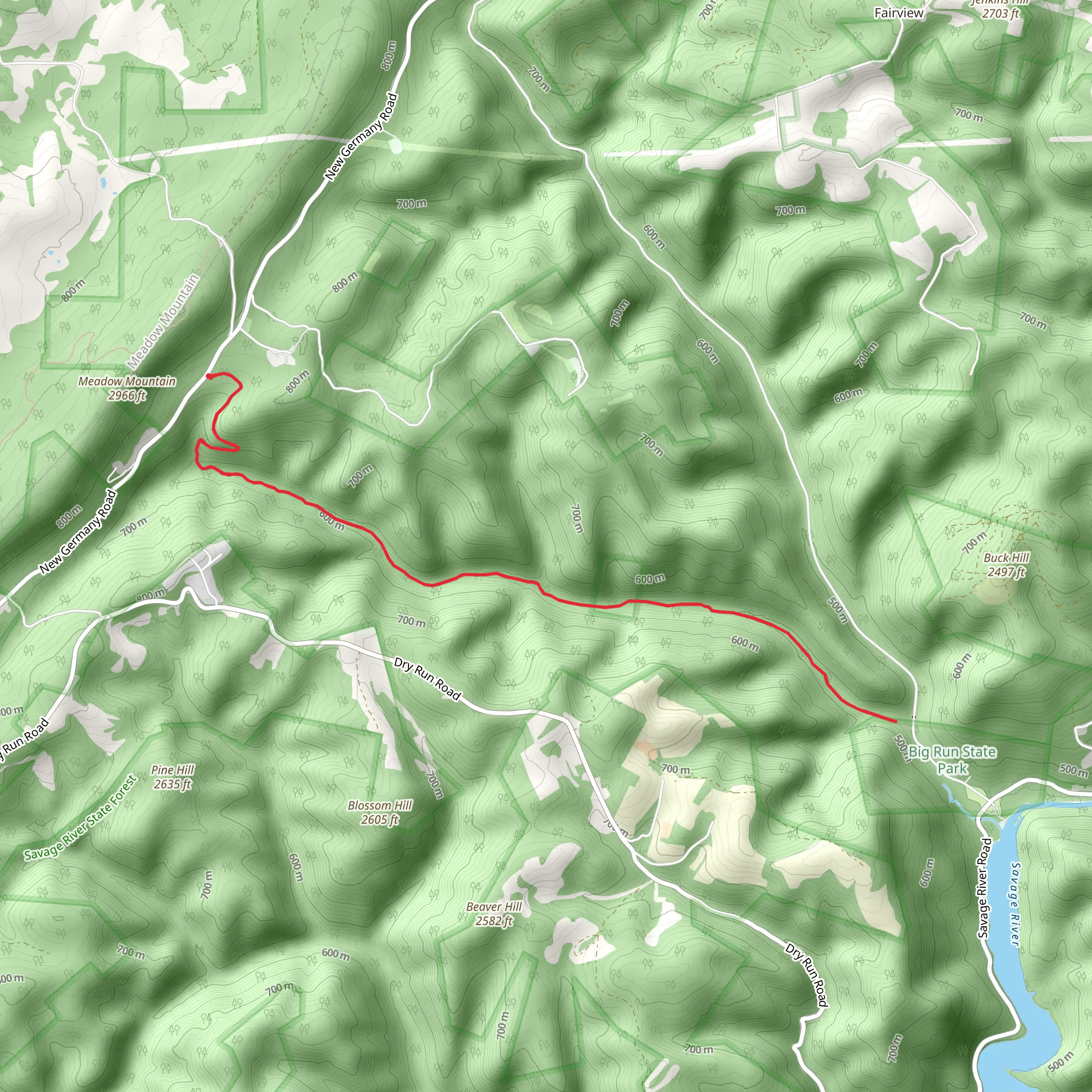Monroe Run Hiking Trail mobile static map