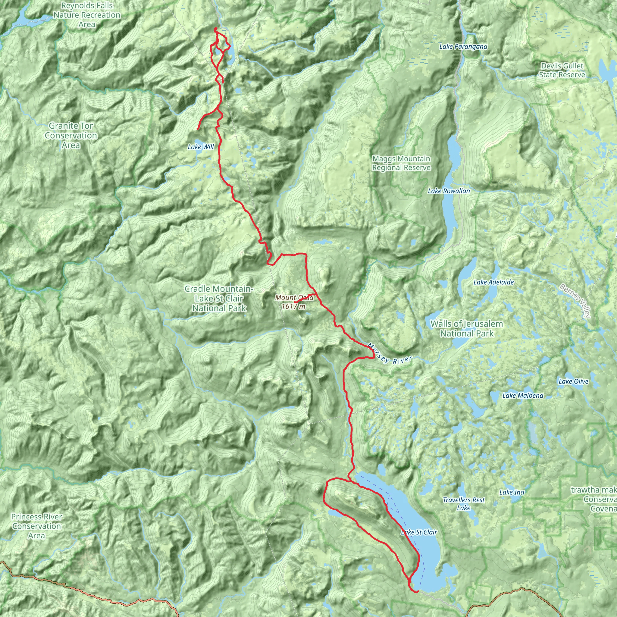 Cradle Mountain Huts Walk mobile static map
