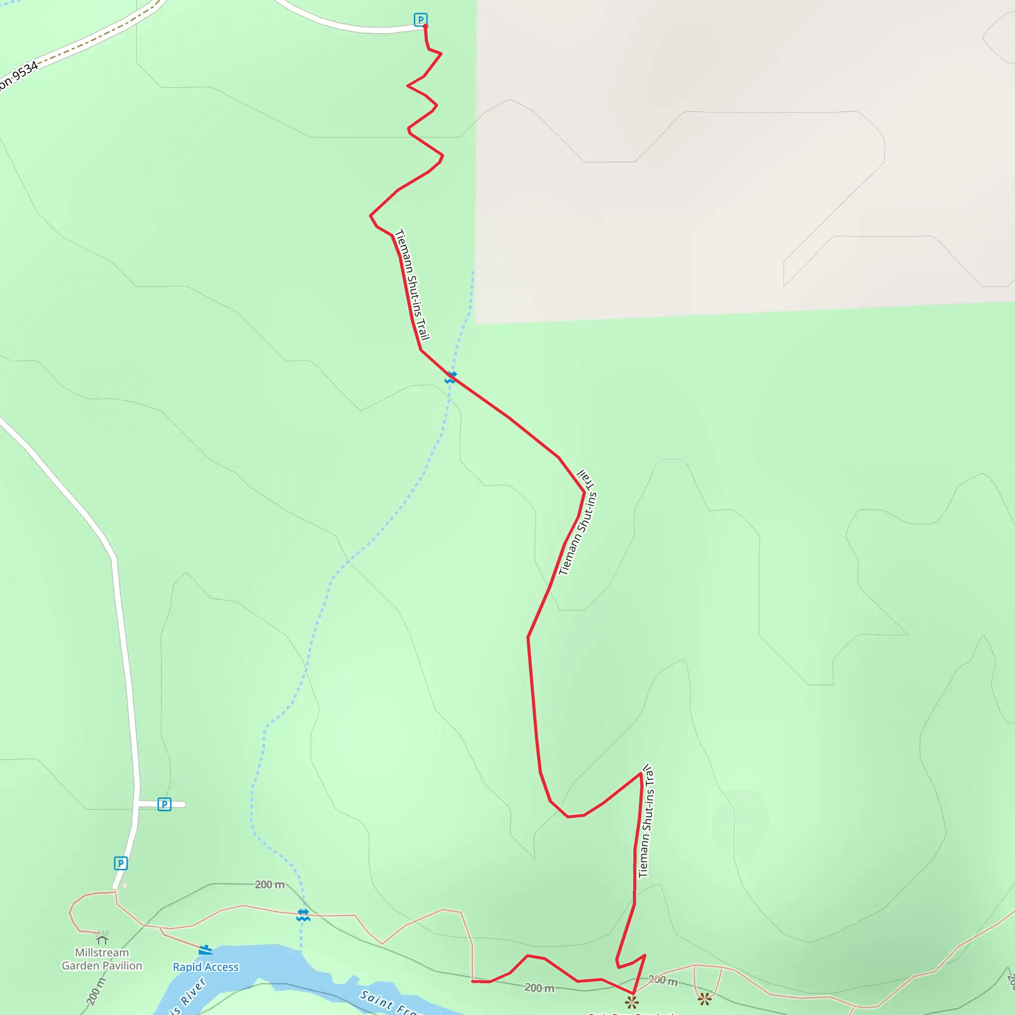 Tiemann Shut-ins Trail mobile static map