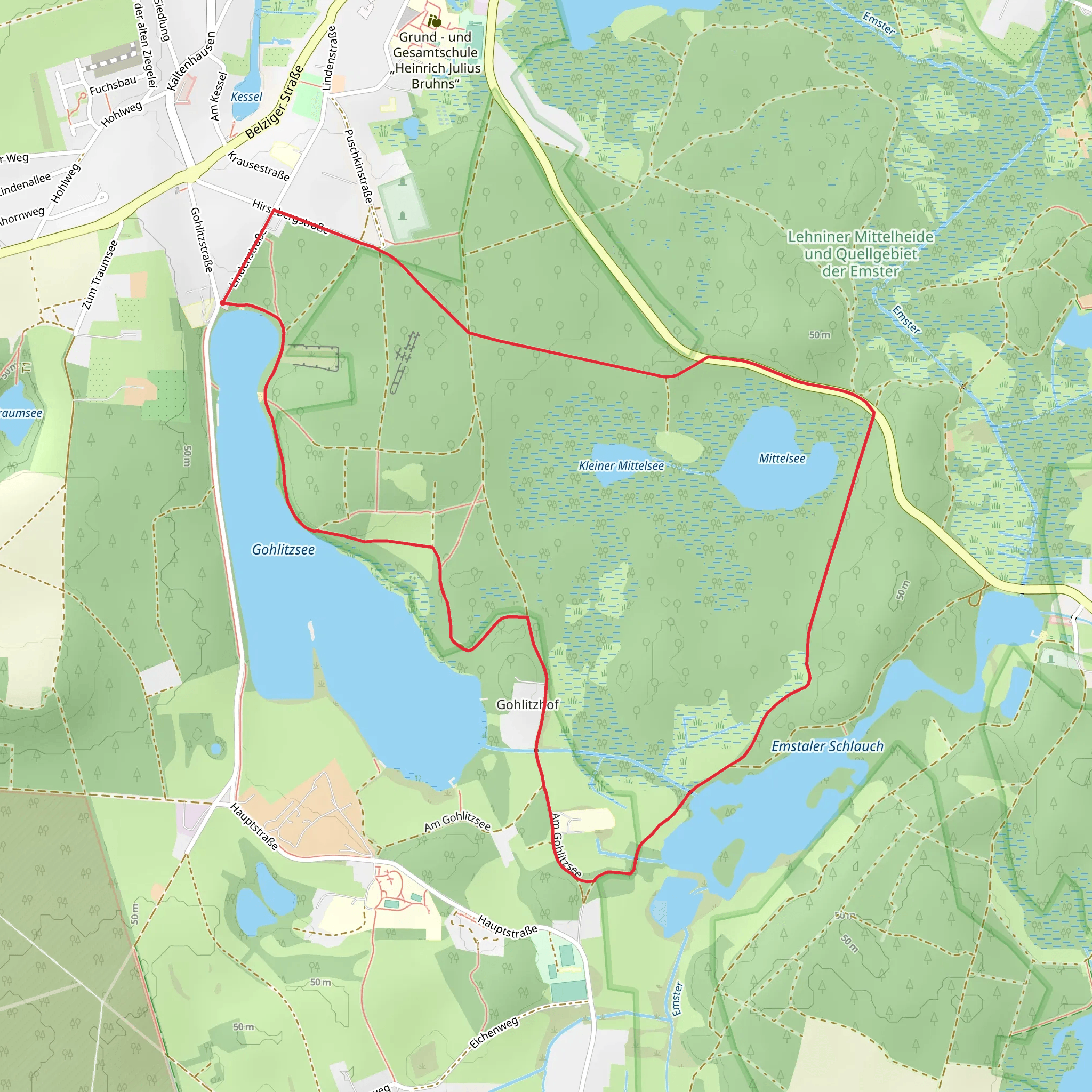 Gohlitzsee Loop via Willibald Alexis Wanderweg mobile static map
