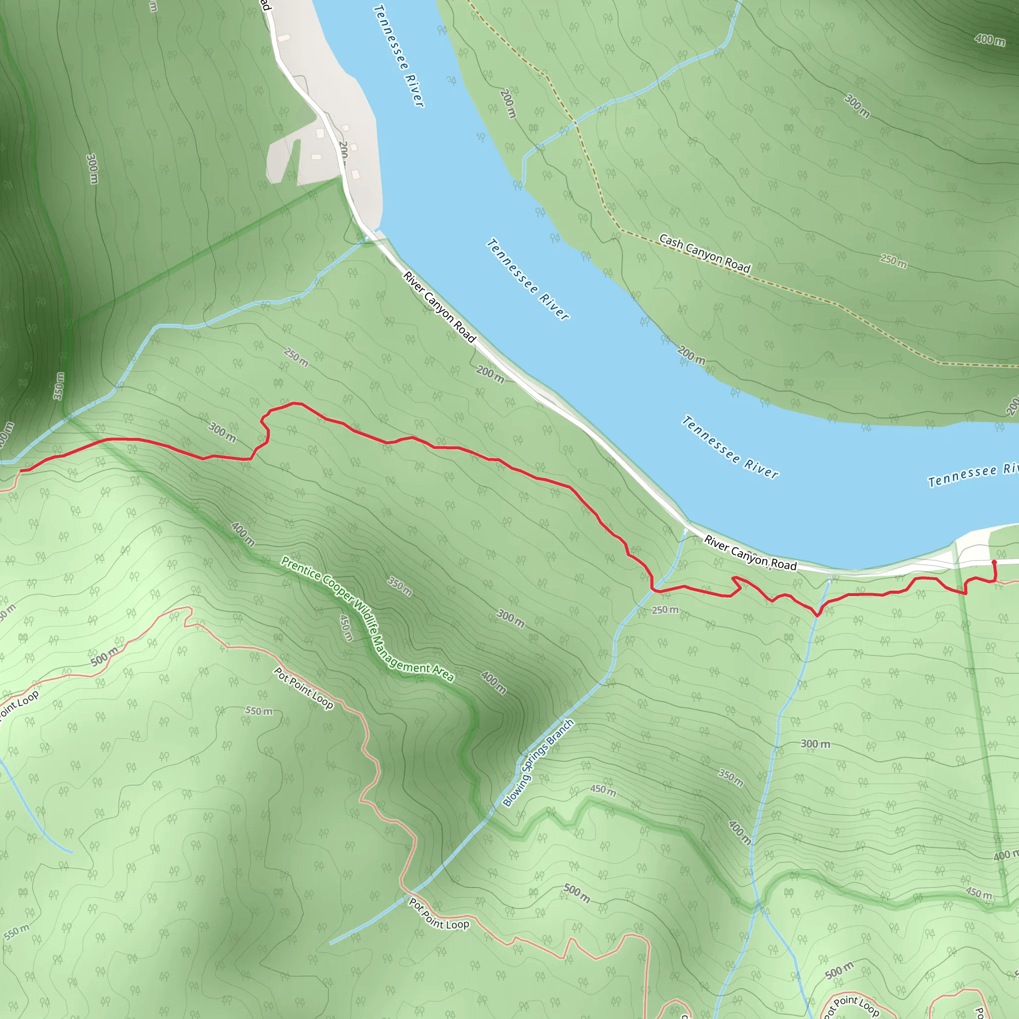 Tennessee River Shore Walk from River Canyon Road mobile static map