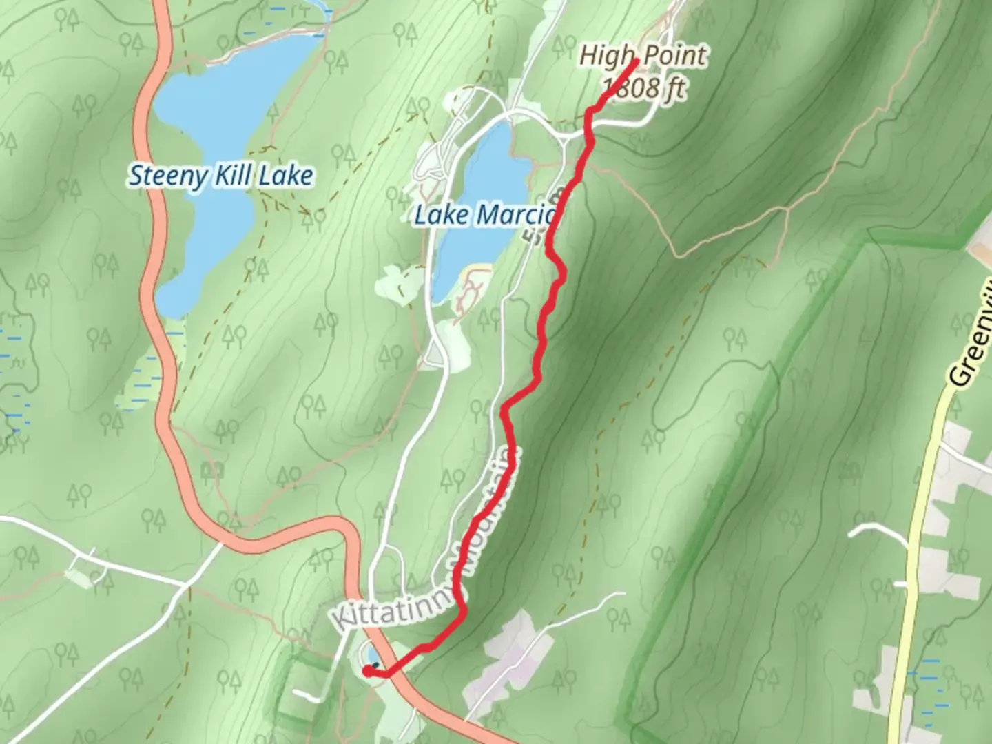An image depicting the trail Kittatinny Mountain via Monument Trail and its surrounding area.