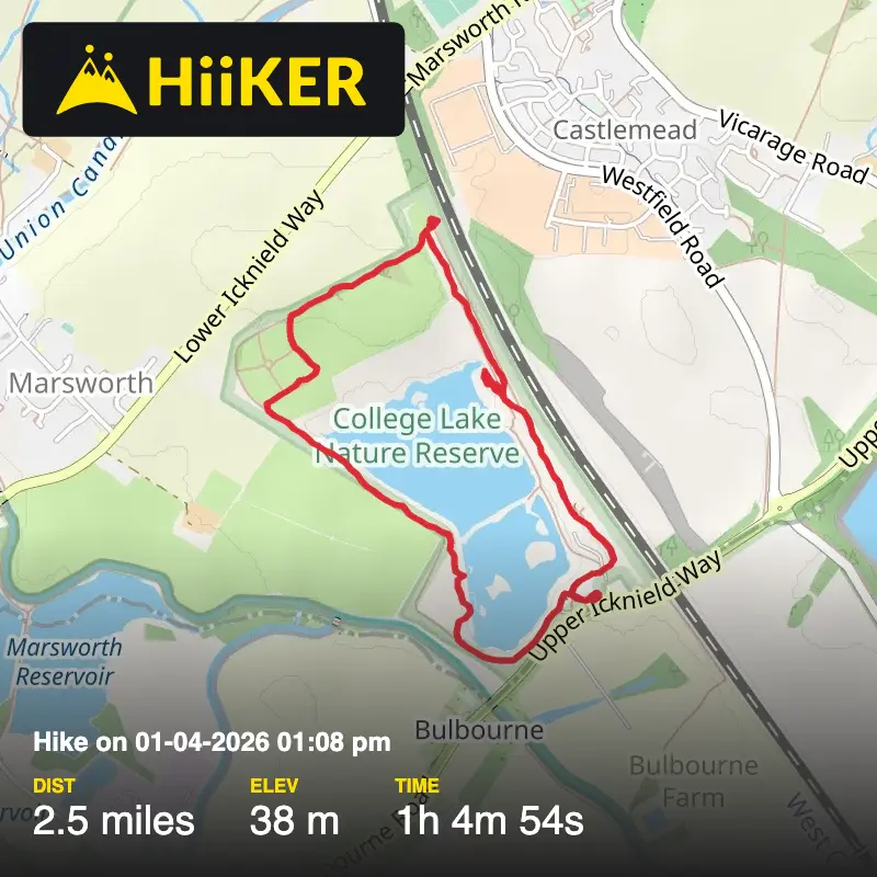 A map preview of the recording Hike on 01-04-2026 01:08 pm.