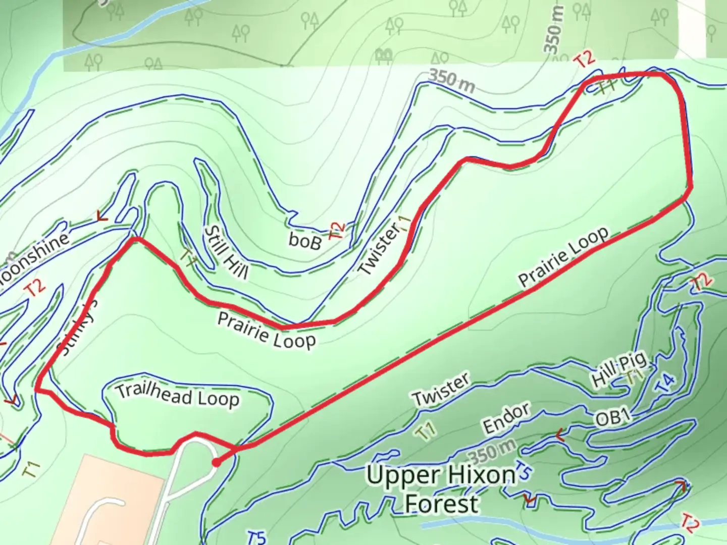 An image depicting the trail Upper Hixon Forest Loop and its surrounding area.