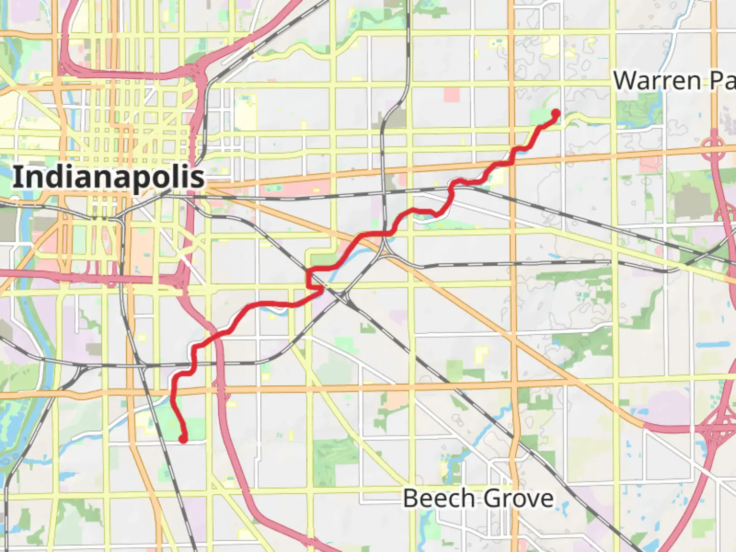 An image depicting the trail Pleasant Run Trail and its surrounding area.