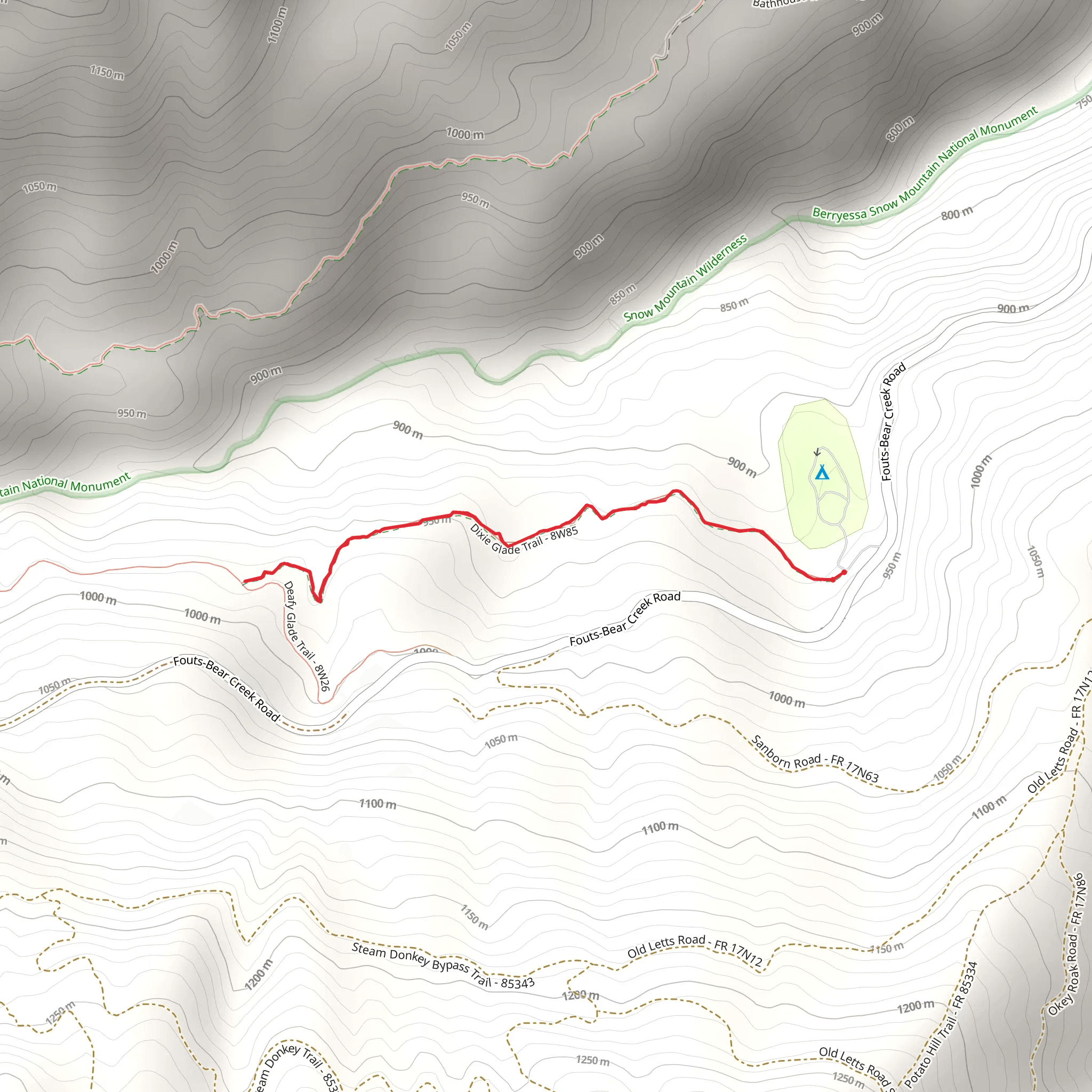 Dixie Glade Trail mobile static map