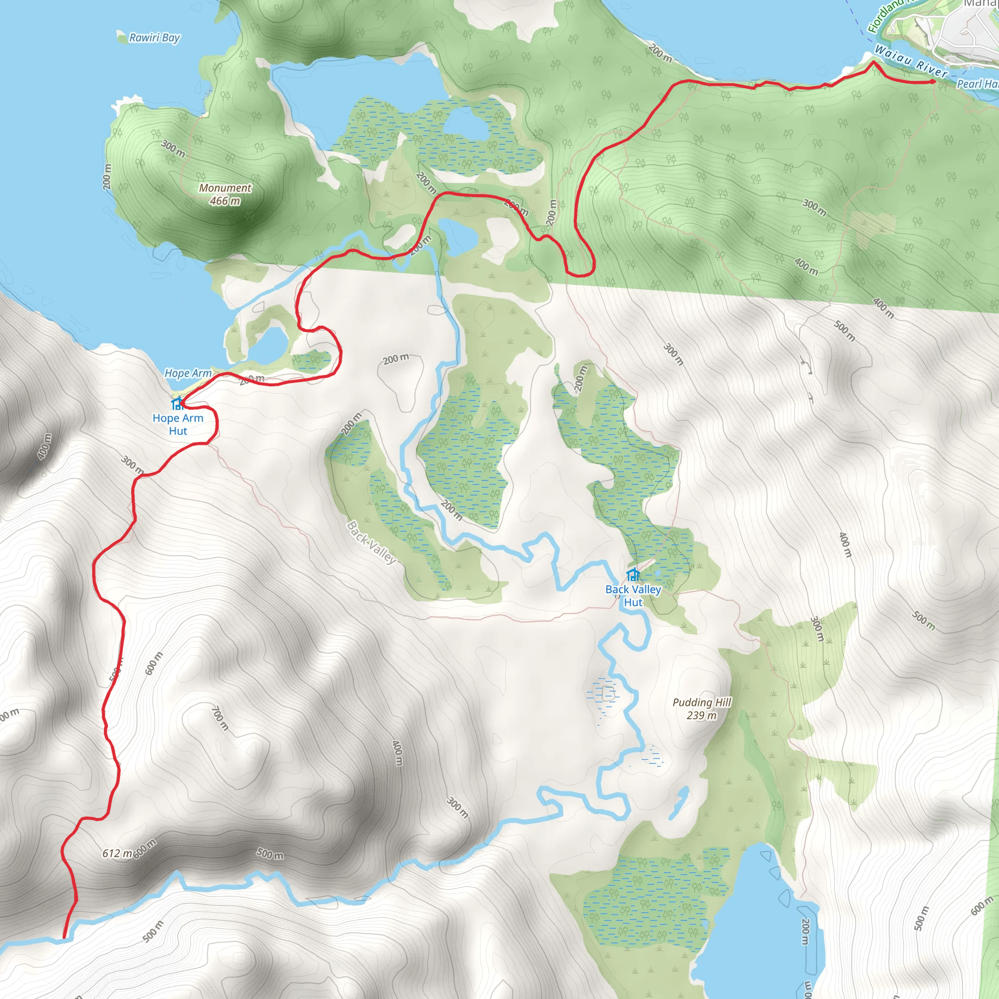 Pearl Harbour to Hope Arm Track mobile static map