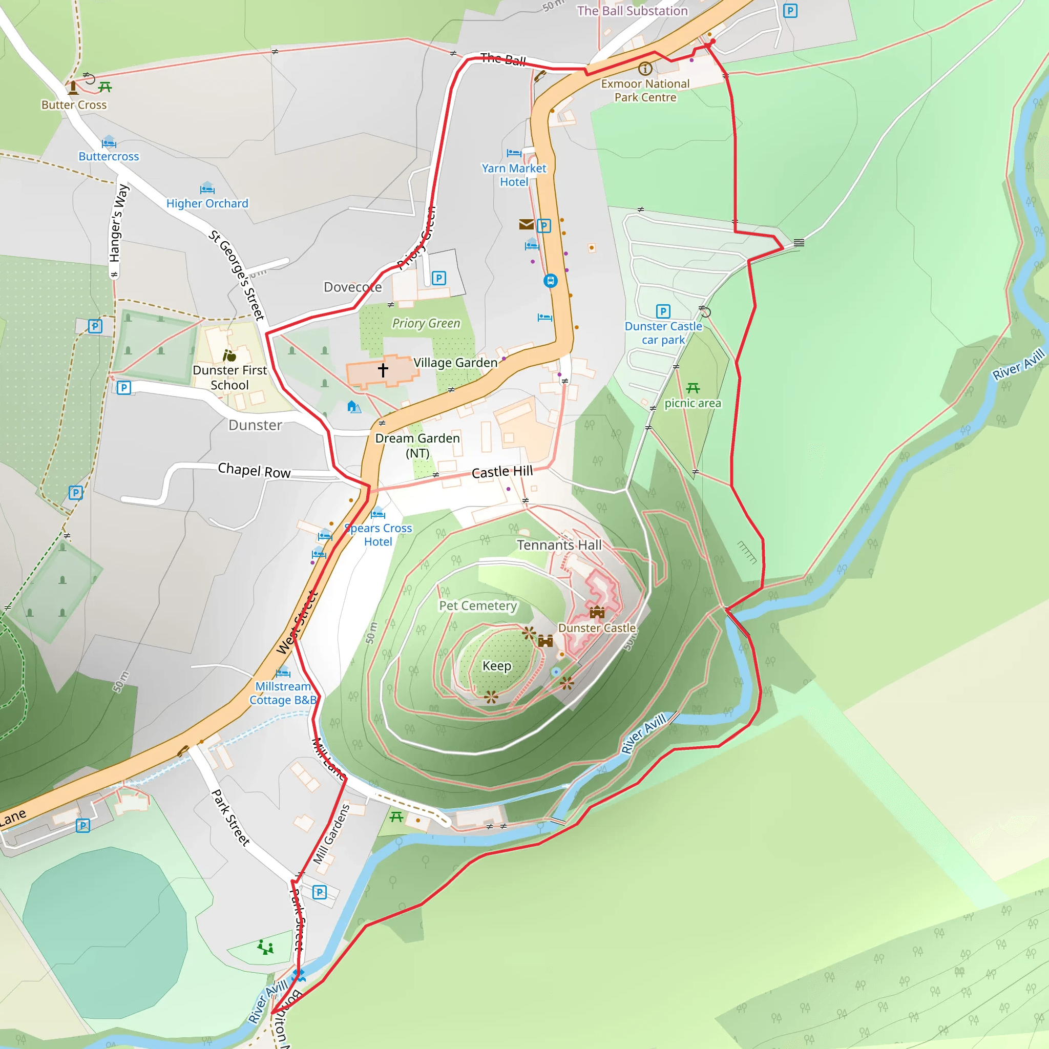 Dunster Village Loop mobile static map