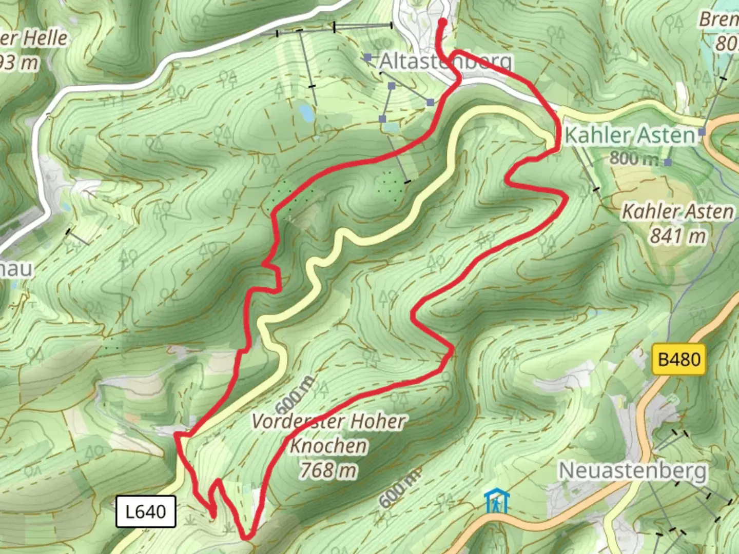 An image depicting the trail Schwedensteig Heidenstrasse and Golddorf Route Westfeld and its surrounding area.