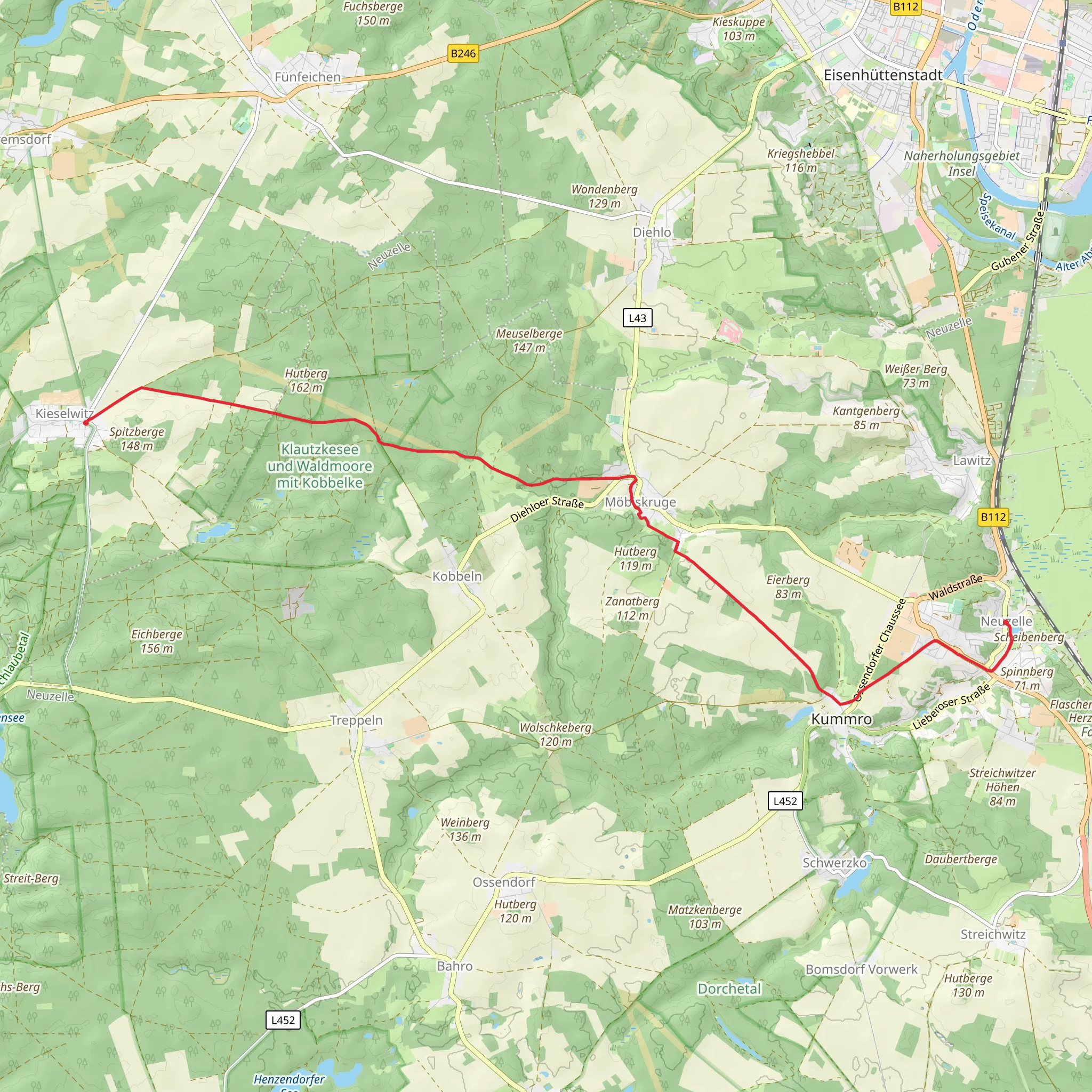 Neuzelle to Kieselwitz mobile static map