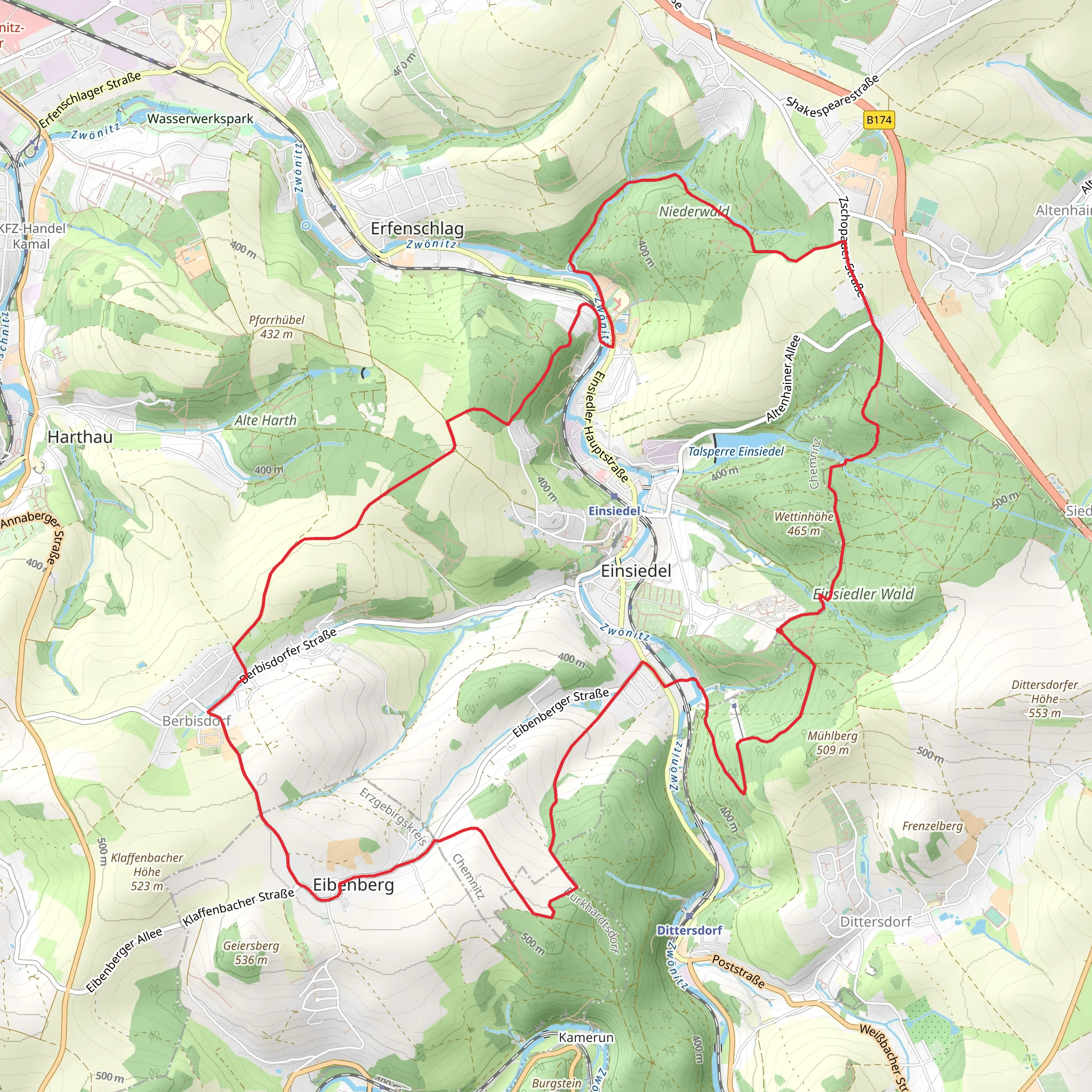 Einsiedel Loop via Einsiedel Wald mobile static map