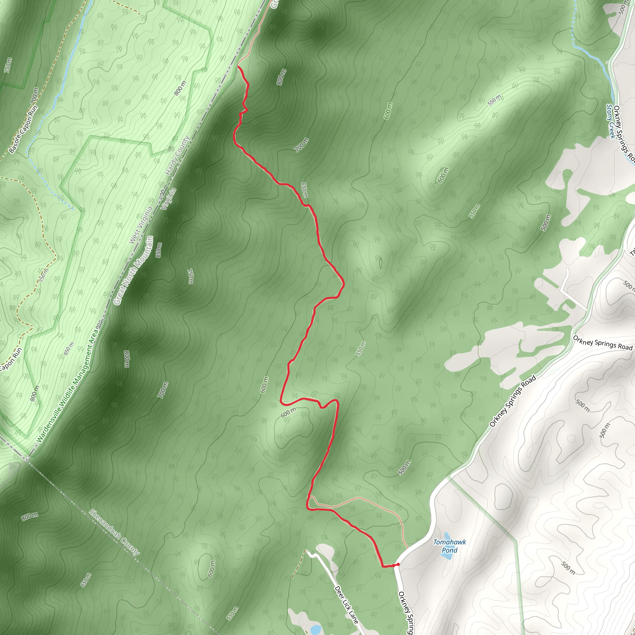 Hunkerson Gap Trail mobile static map
