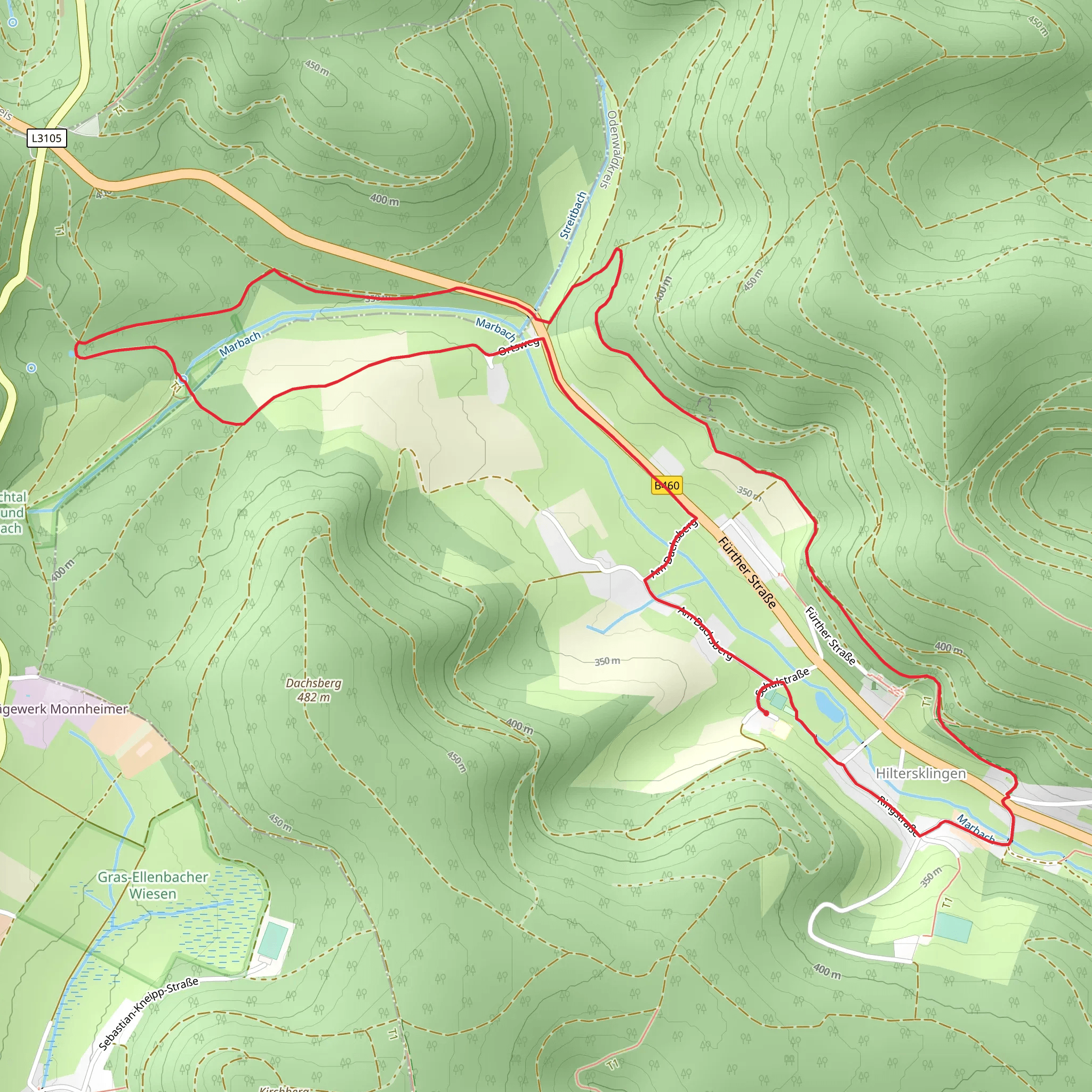 Dachsberg Weg and Streitberg Weg mobile static map