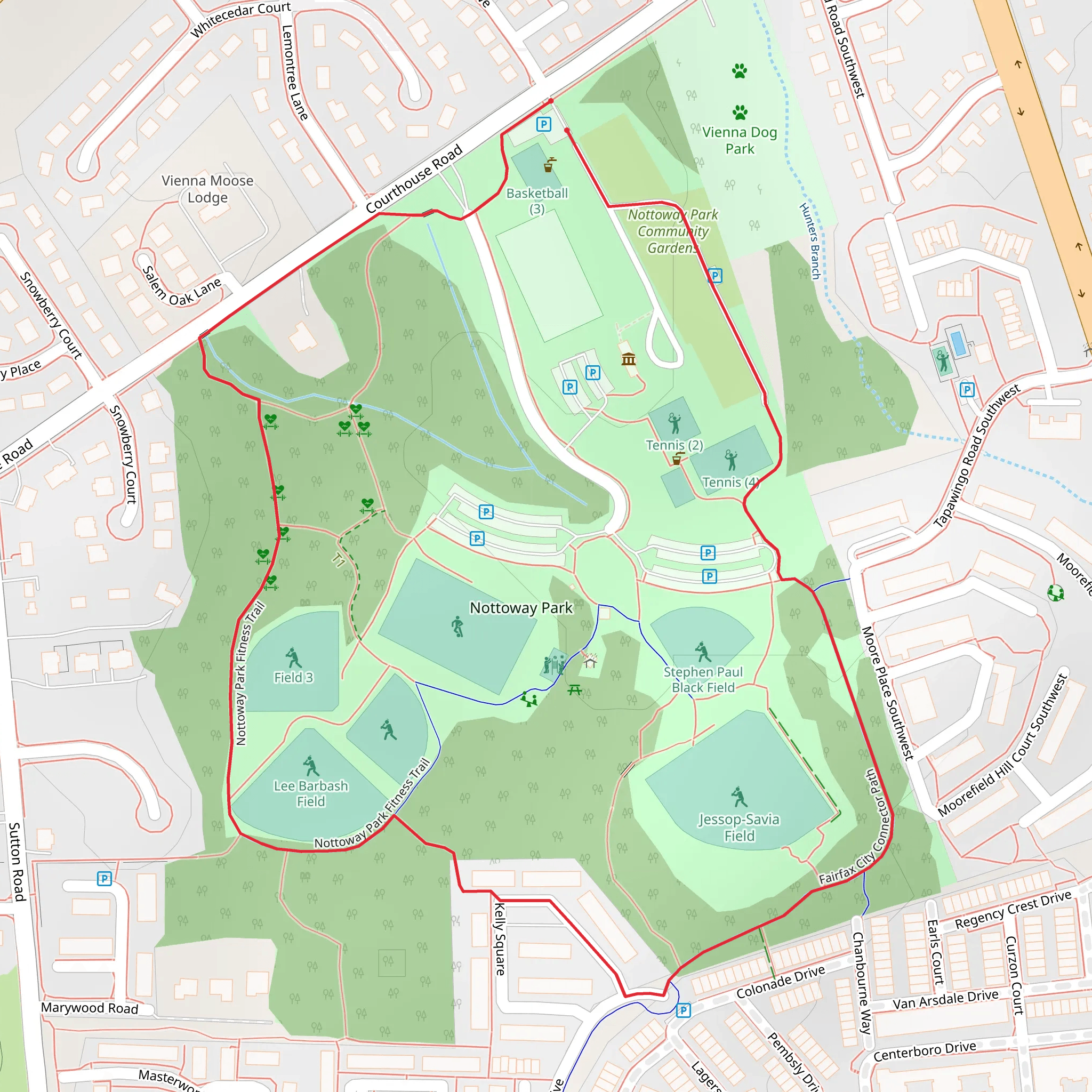 Nottoway Park Loop mobile static map