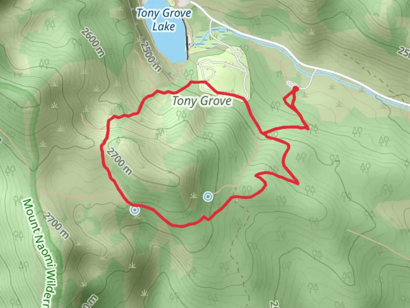 An image depicting the trail Bear Hollow and Mount Naomi NRT Loop and its surrounding area.