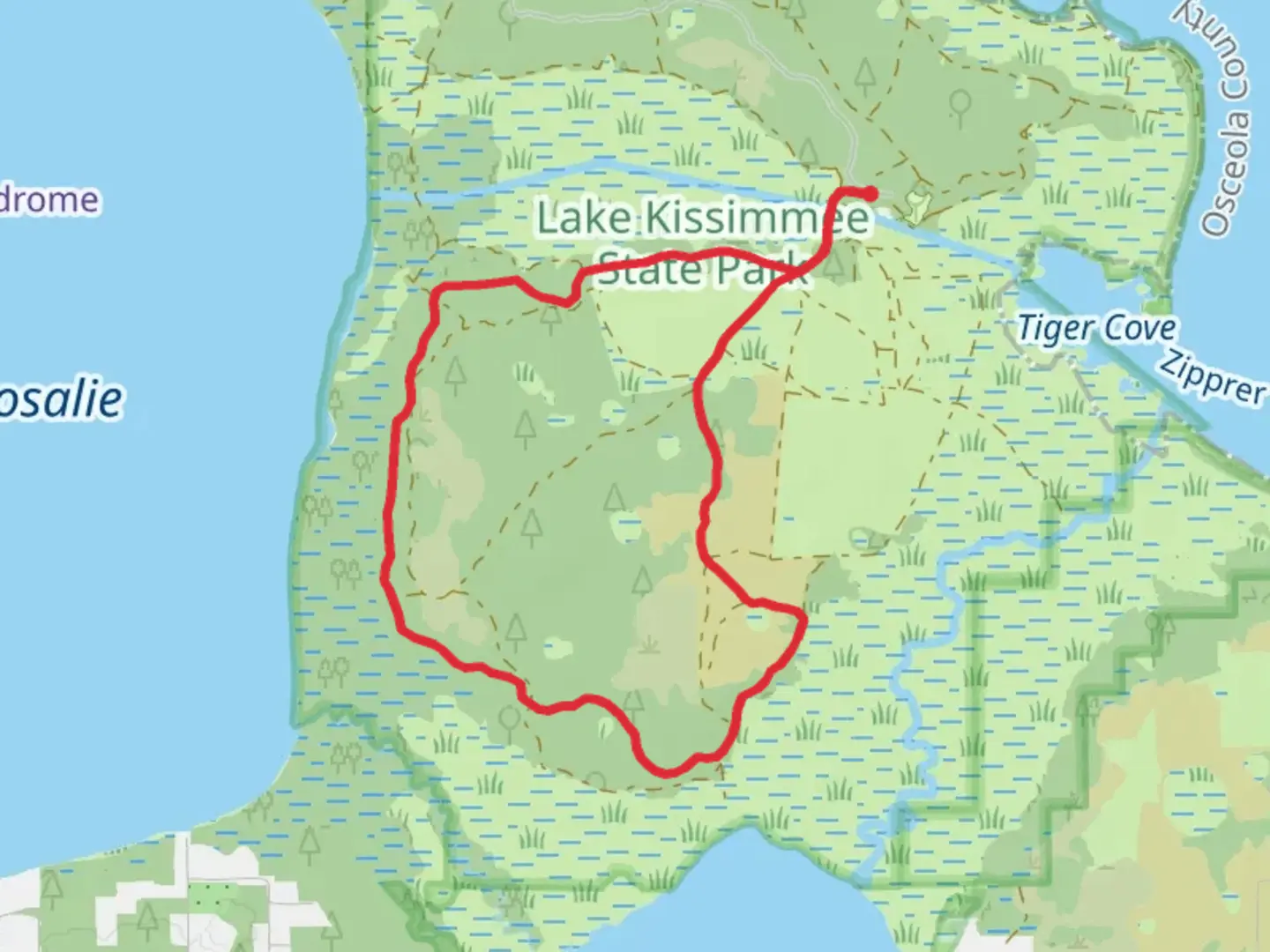 An image depicting the trail Buster Island Loop and its surrounding area.