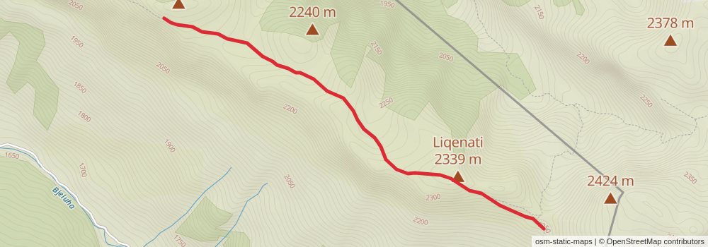 Via Dinarica Kosovo spur 1 Map