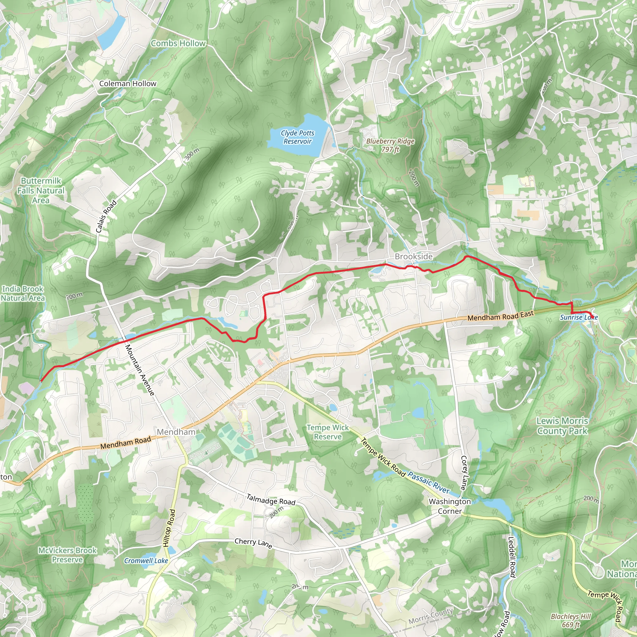 Patriots' Path from Sunrise Lake mobile static map