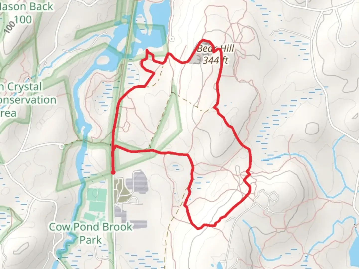 An image depicting the trail Bear Hill Loop and its surrounding area.