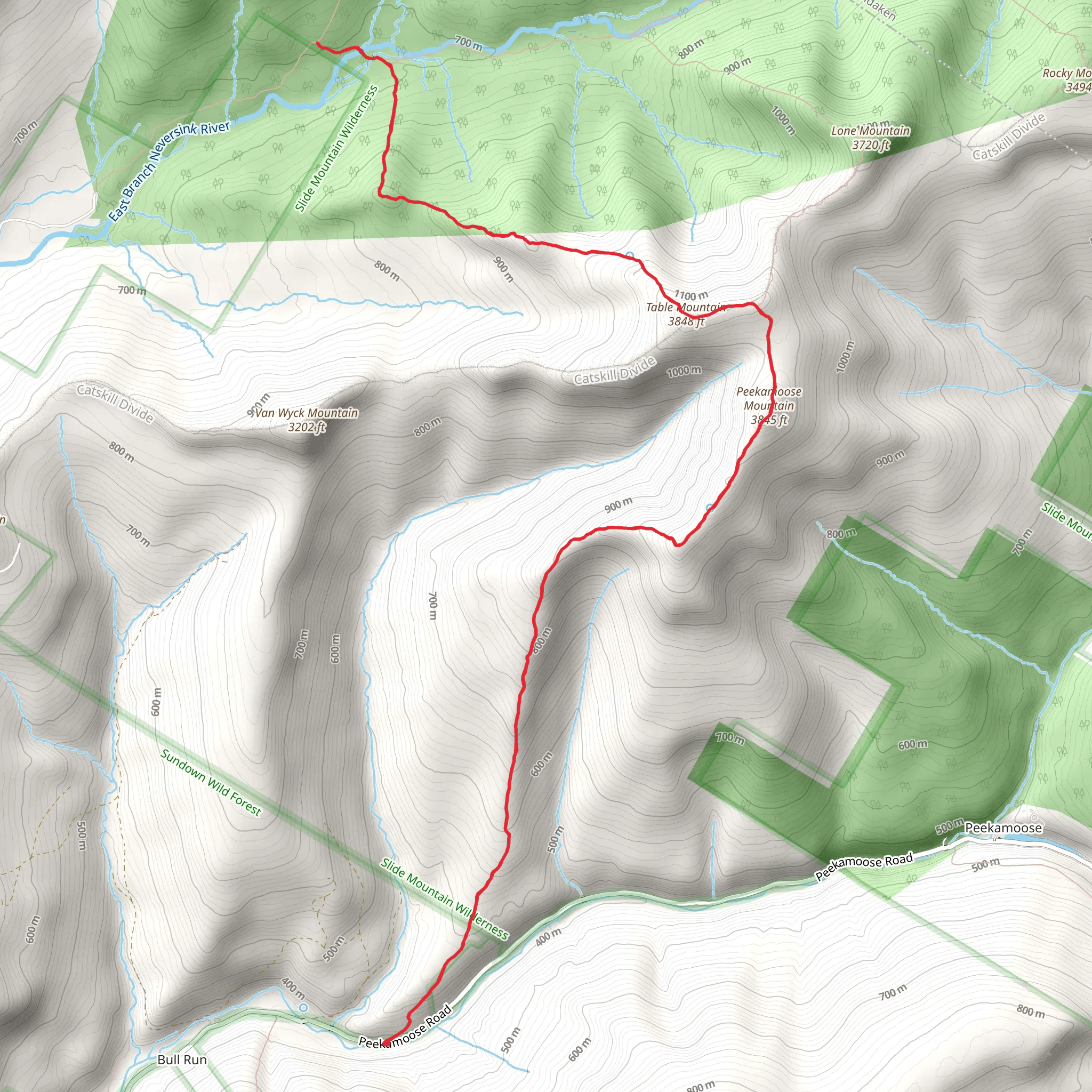 Peekamoose-Table Trail mobile static map