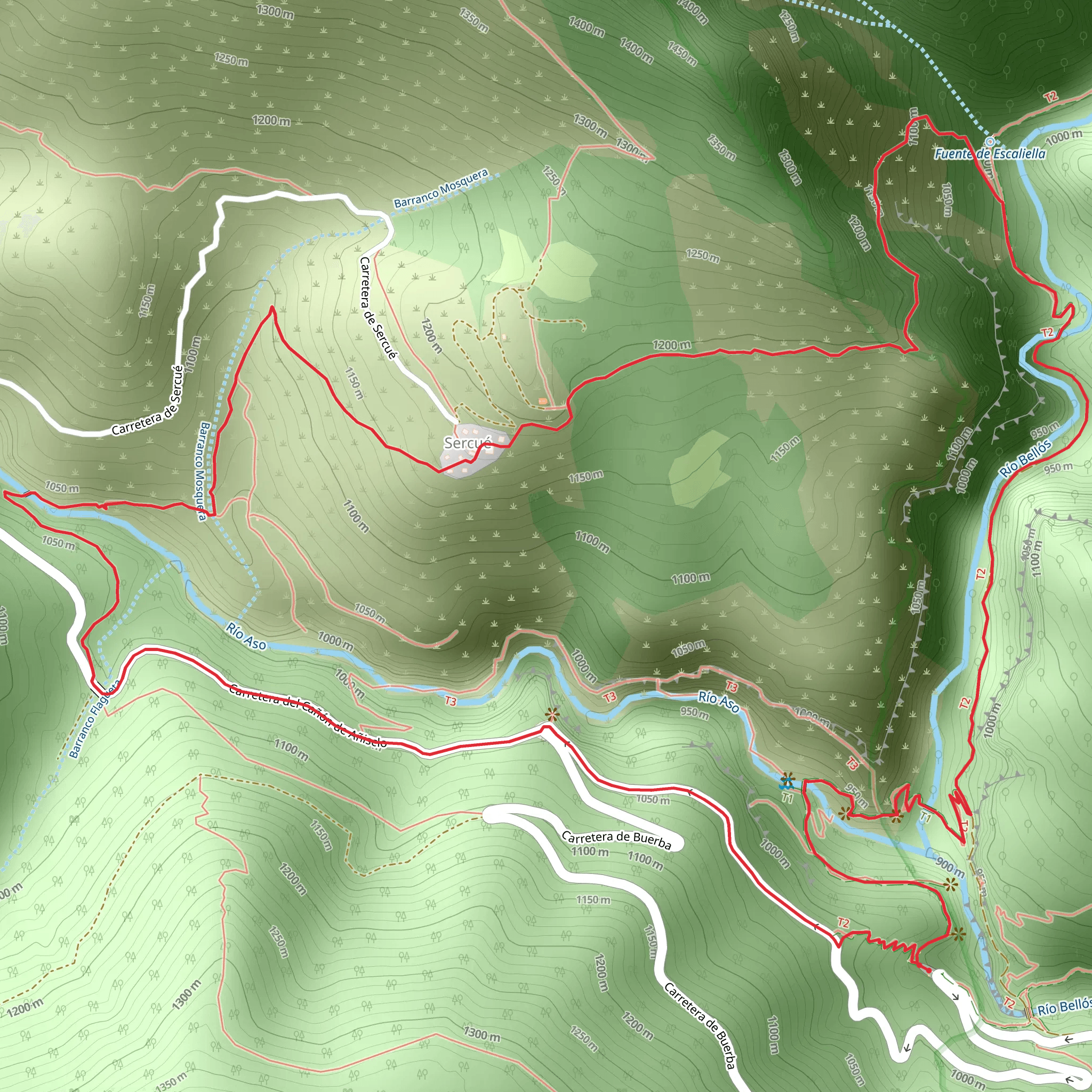 Circular hasta Sercué por La Tella y el río Bellós mobile static map
