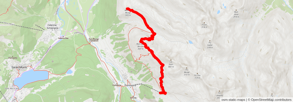 Muottas Muragl to Alp Languard stage 2 Map