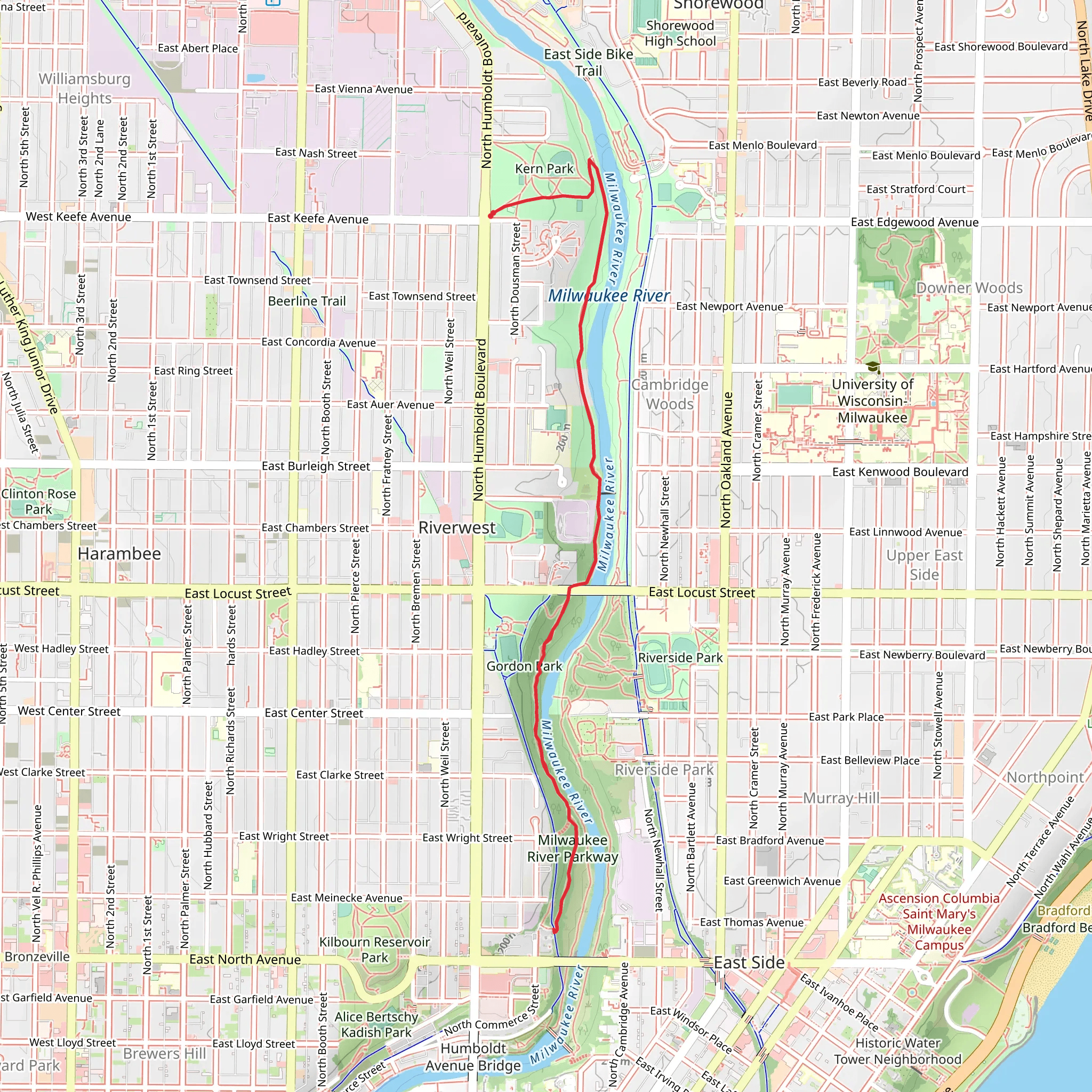 Gordon Park - Milwaukee River Trail mobile static map