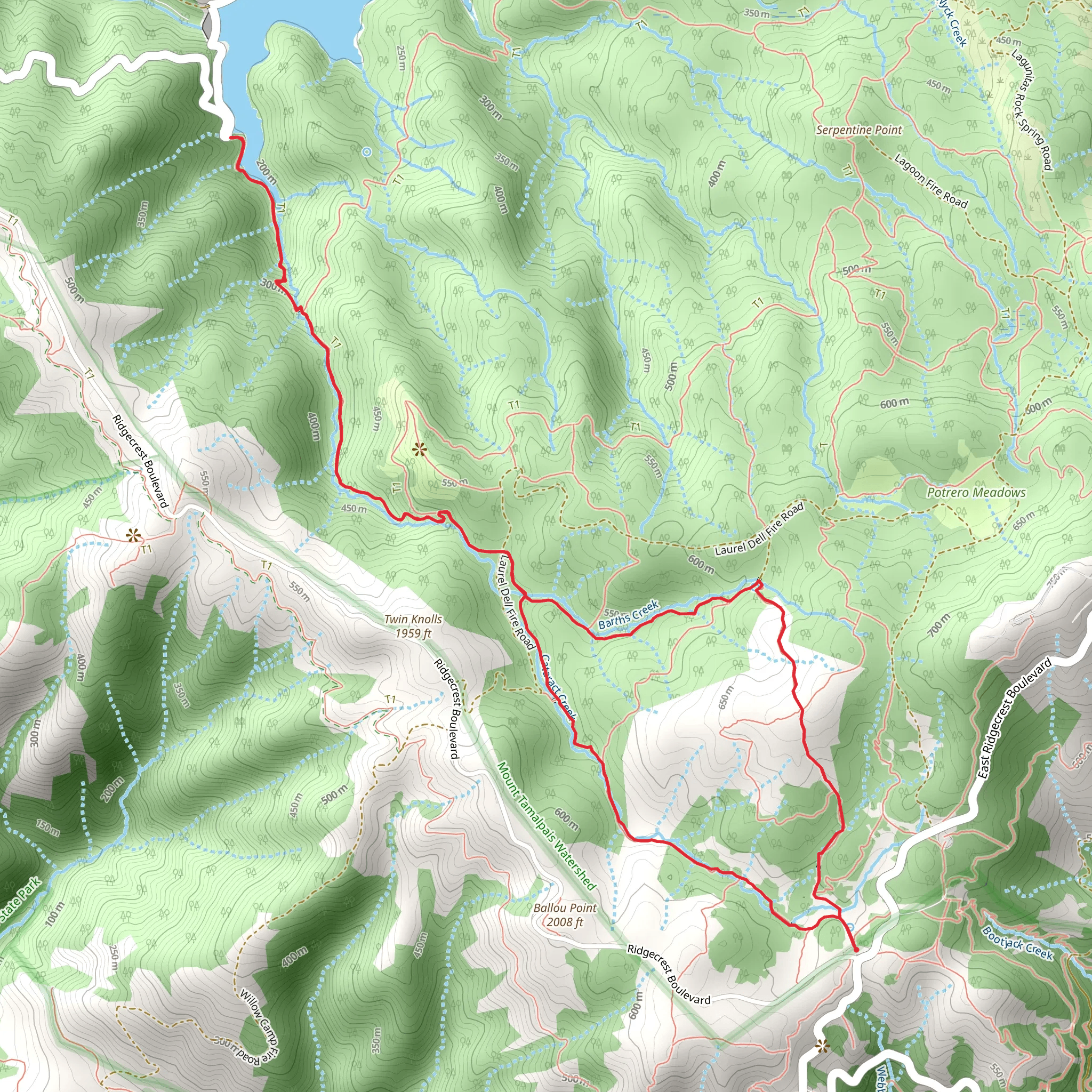 Cataract and Simmons Loop Trail mobile static map