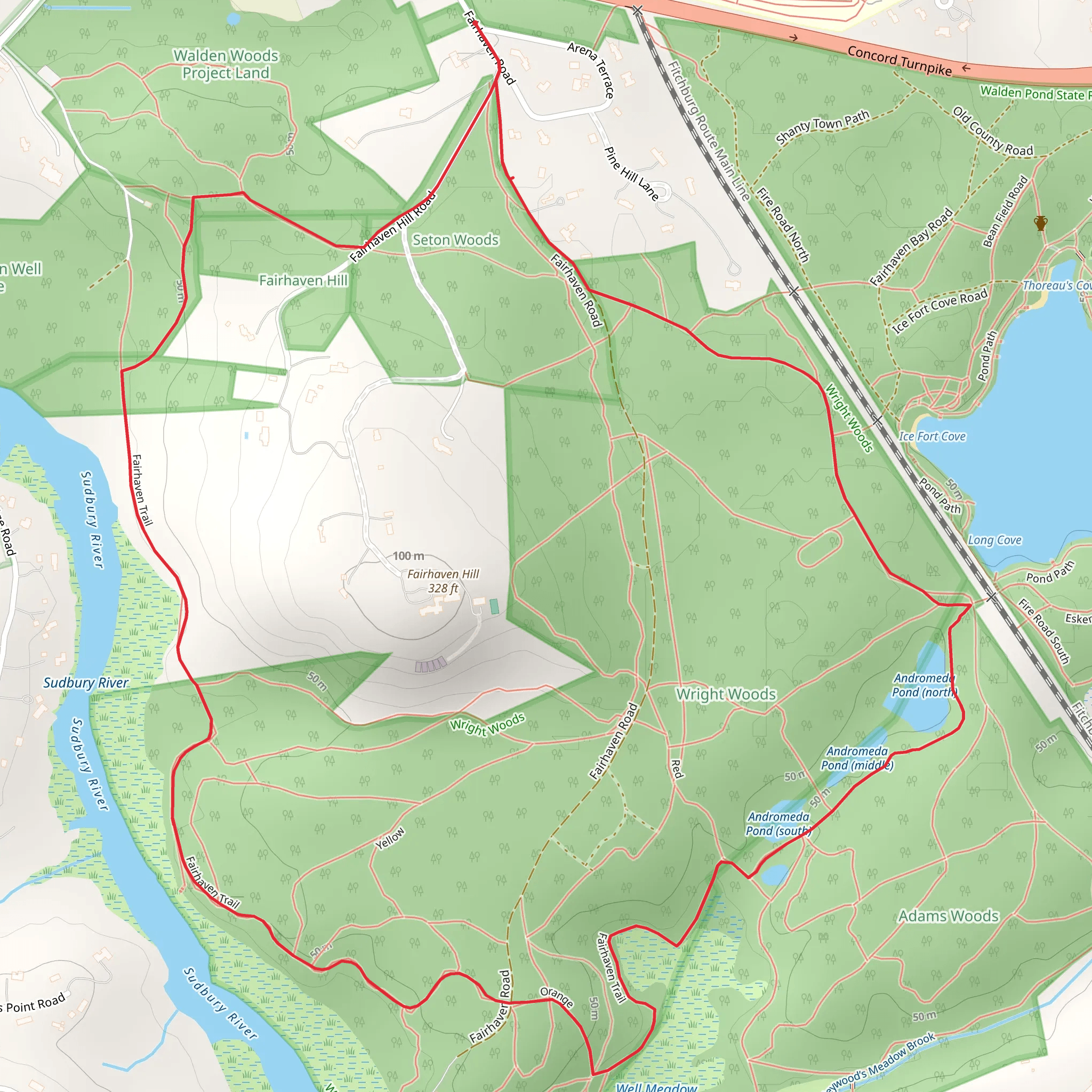 FairHaven Trail and Andromeda Ponds Loop Trail mobile static map