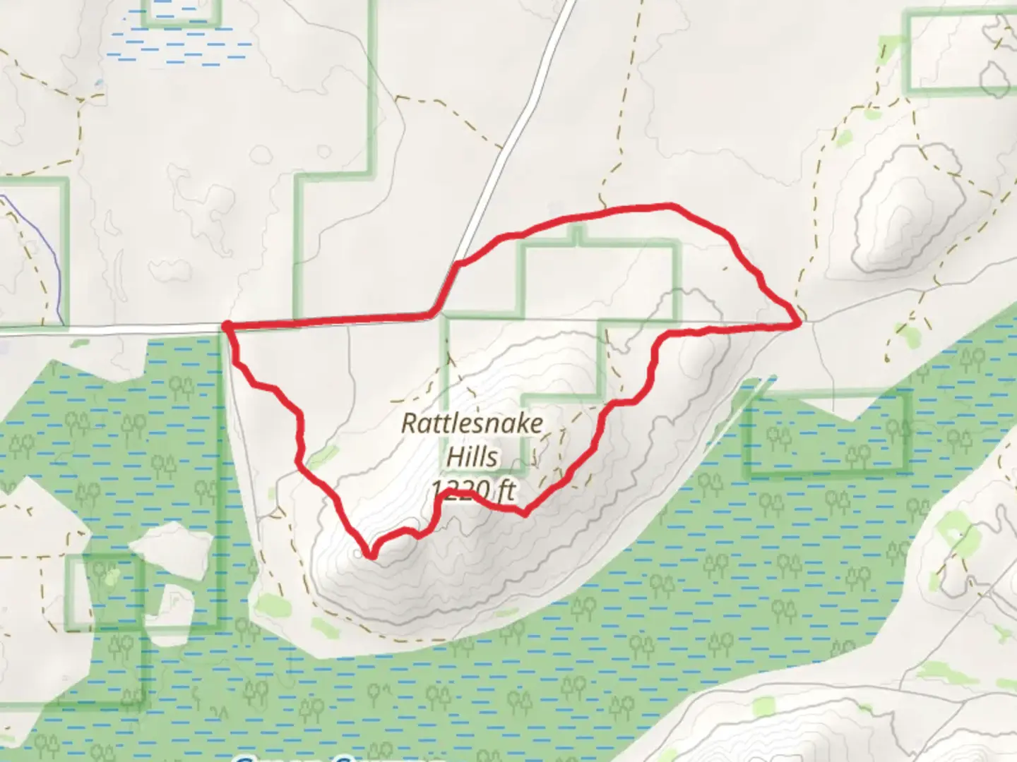 An image depicting the trail High Country Pathway and Rouse Road Loop and its surrounding area.