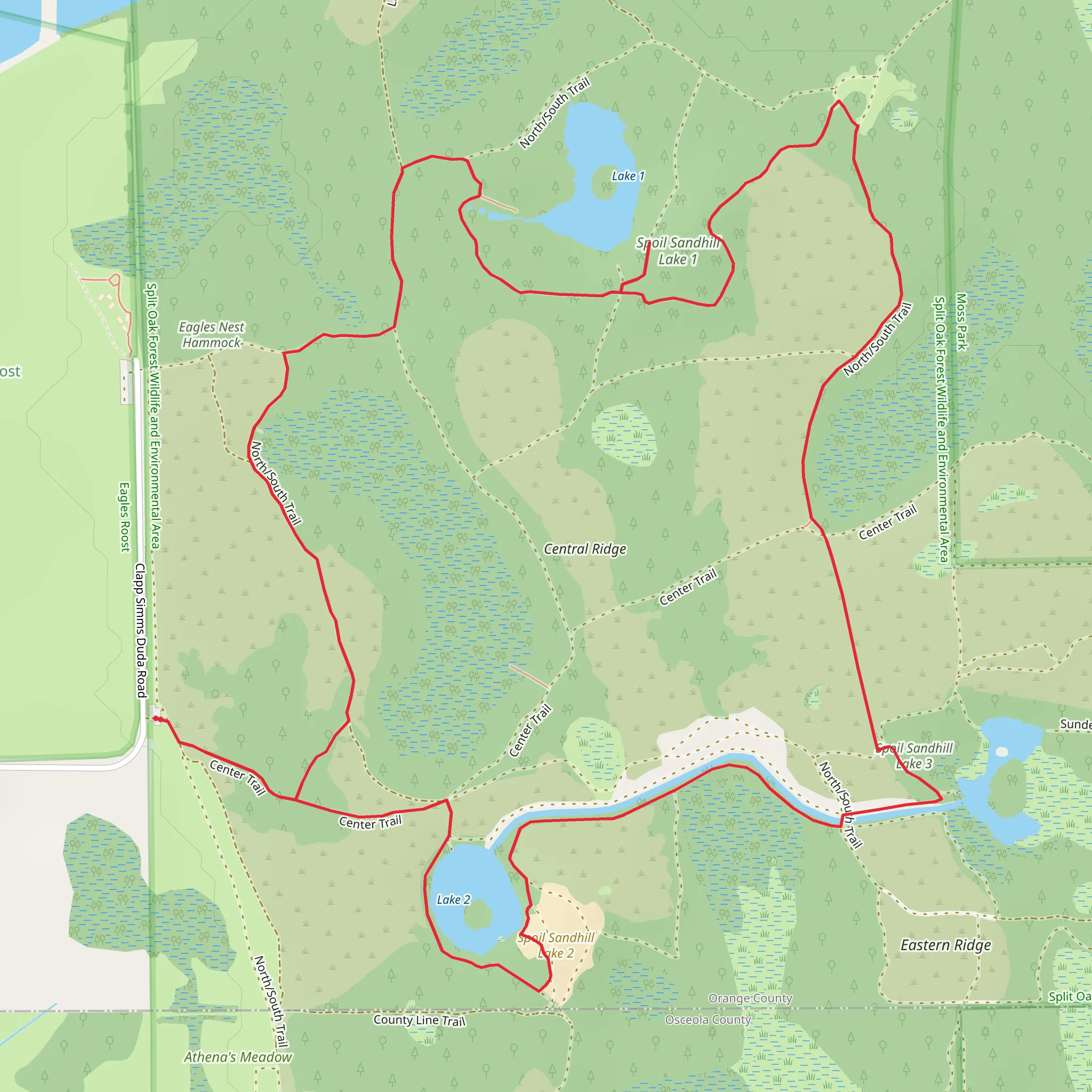 Lake 1 and Lake 2 Loop via Center Trail mobile static map