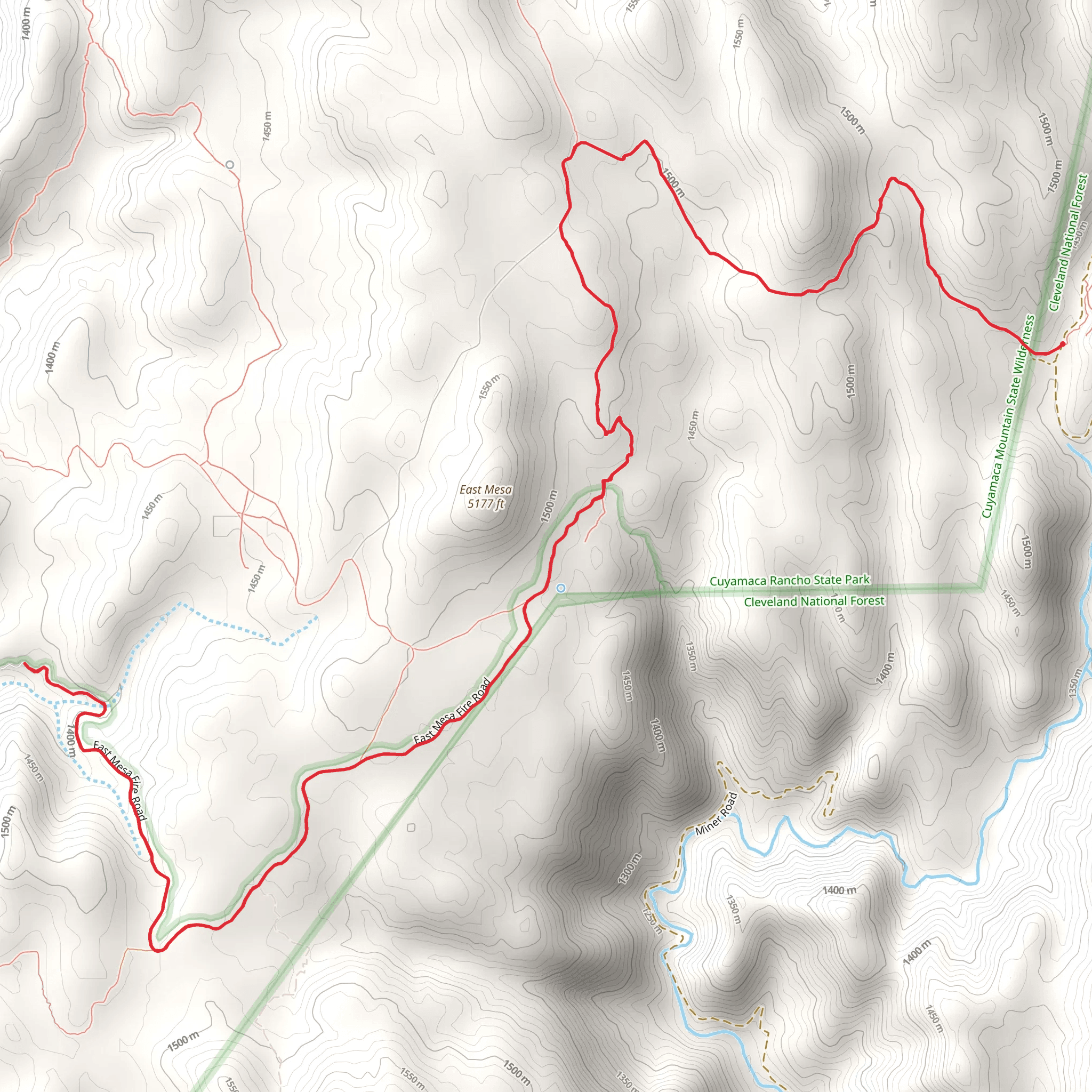 Deer Park Trail and East Mesa Fire Road Trail from Deer Park Road mobile static map