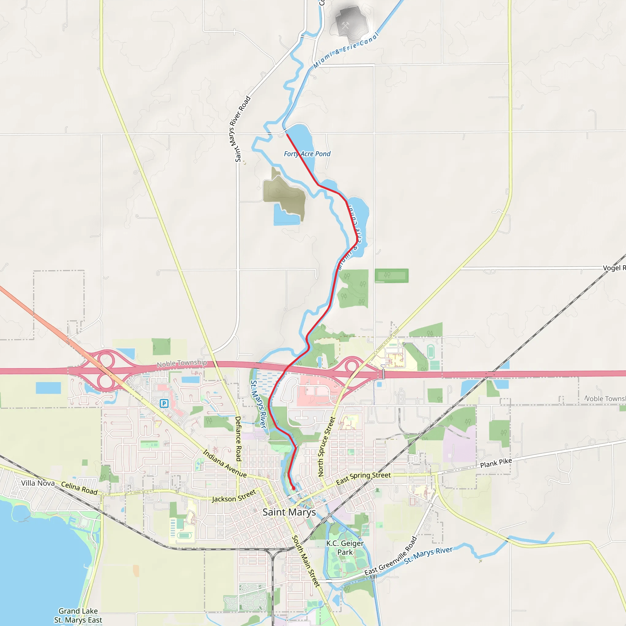 Forty Acre Pond via Buckeye Trail mobile static map