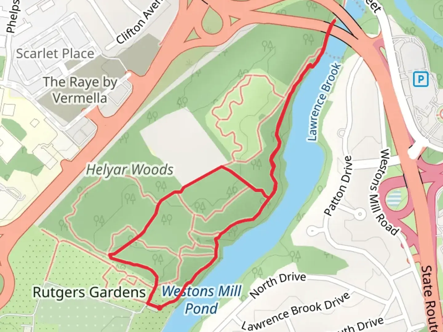 An image depicting the trail Helyar Woods Loop Trail and its surrounding area.