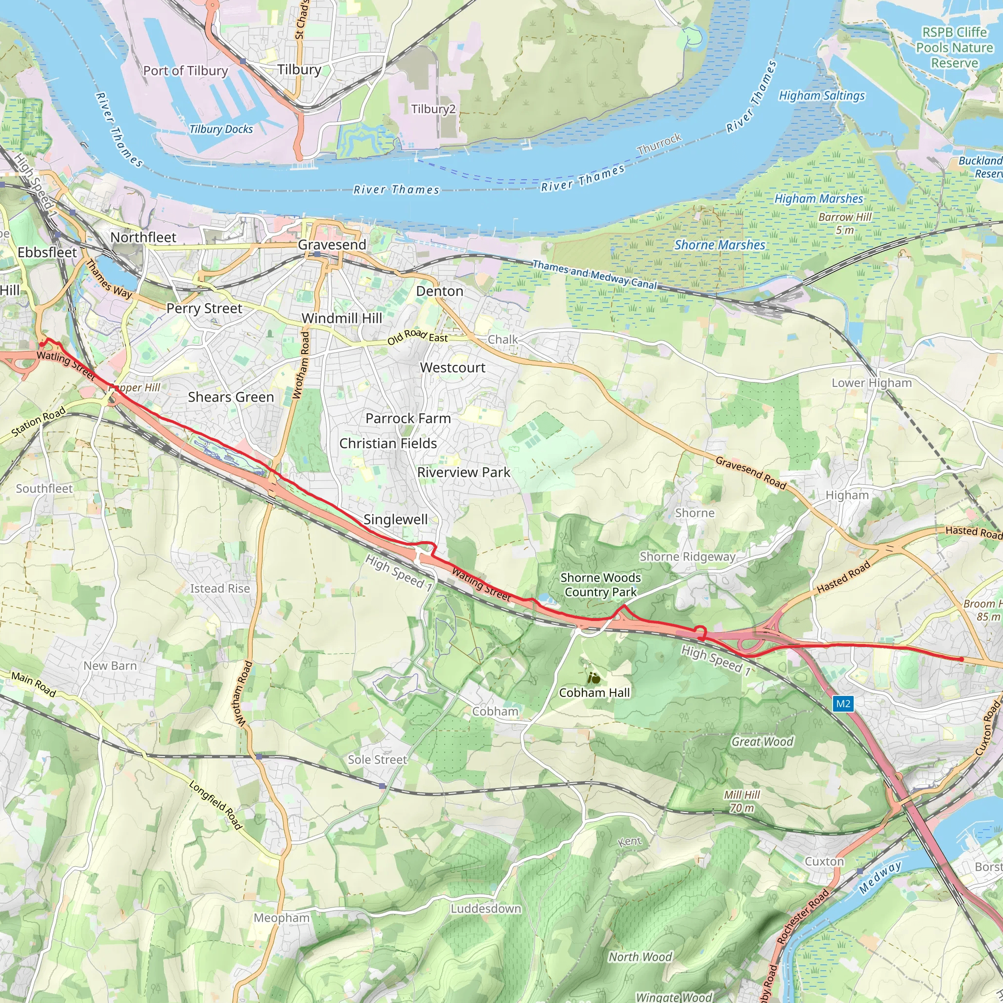 Strood to Springhead Walk mobile static map